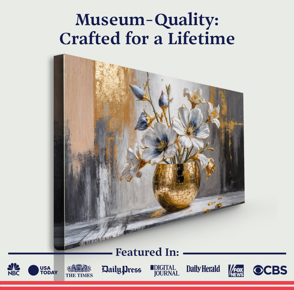 Magnolia Bloom in Gold Abstract Wall Art - Two & Gathered