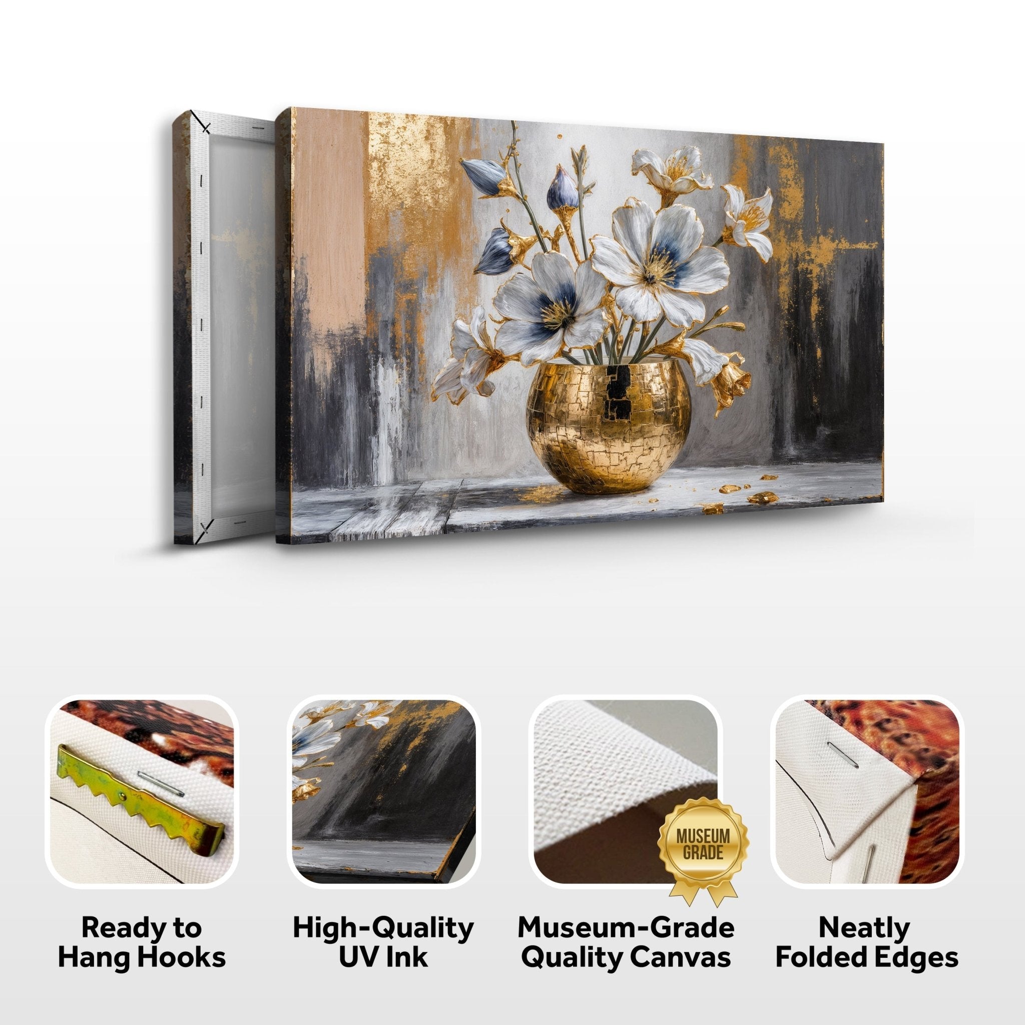 Magnolia Bloom in Gold Abstract Wall Art - Two & Gathered