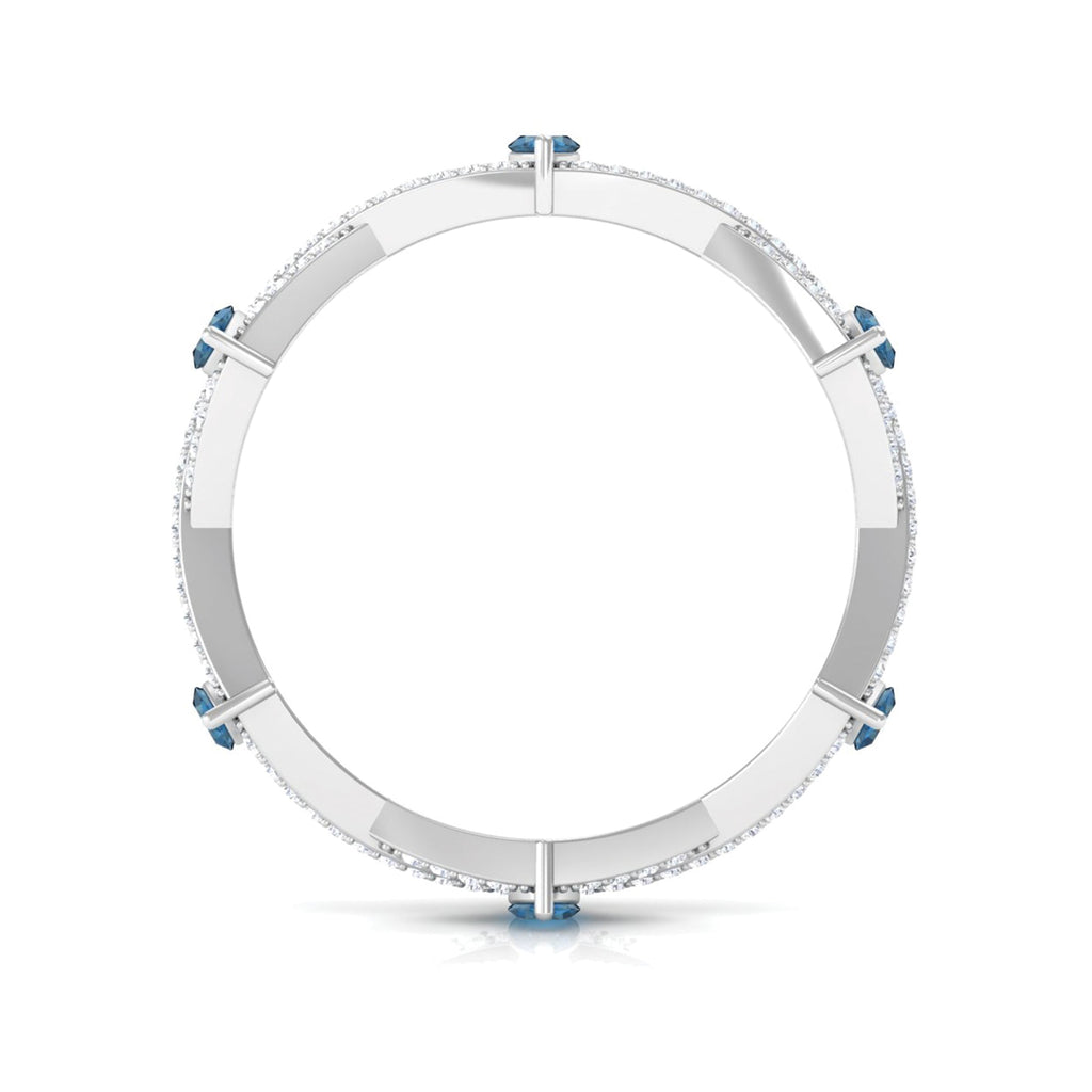 Marquise London Blue Topaz Crossover Eternity Band with Diamond - Two & Gathered