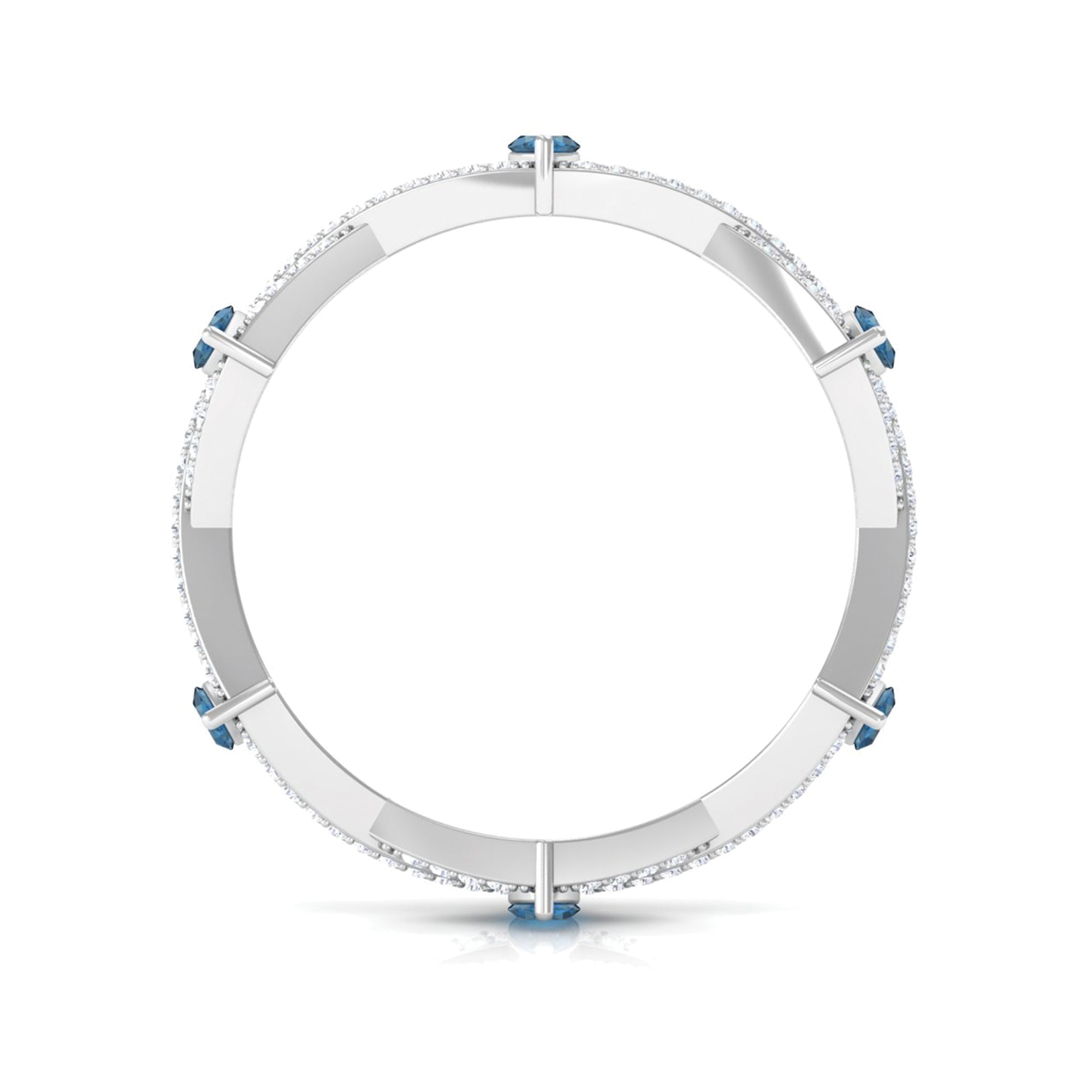 Marquise London Blue Topaz Crossover Eternity Band with Diamond - Two & Gathered