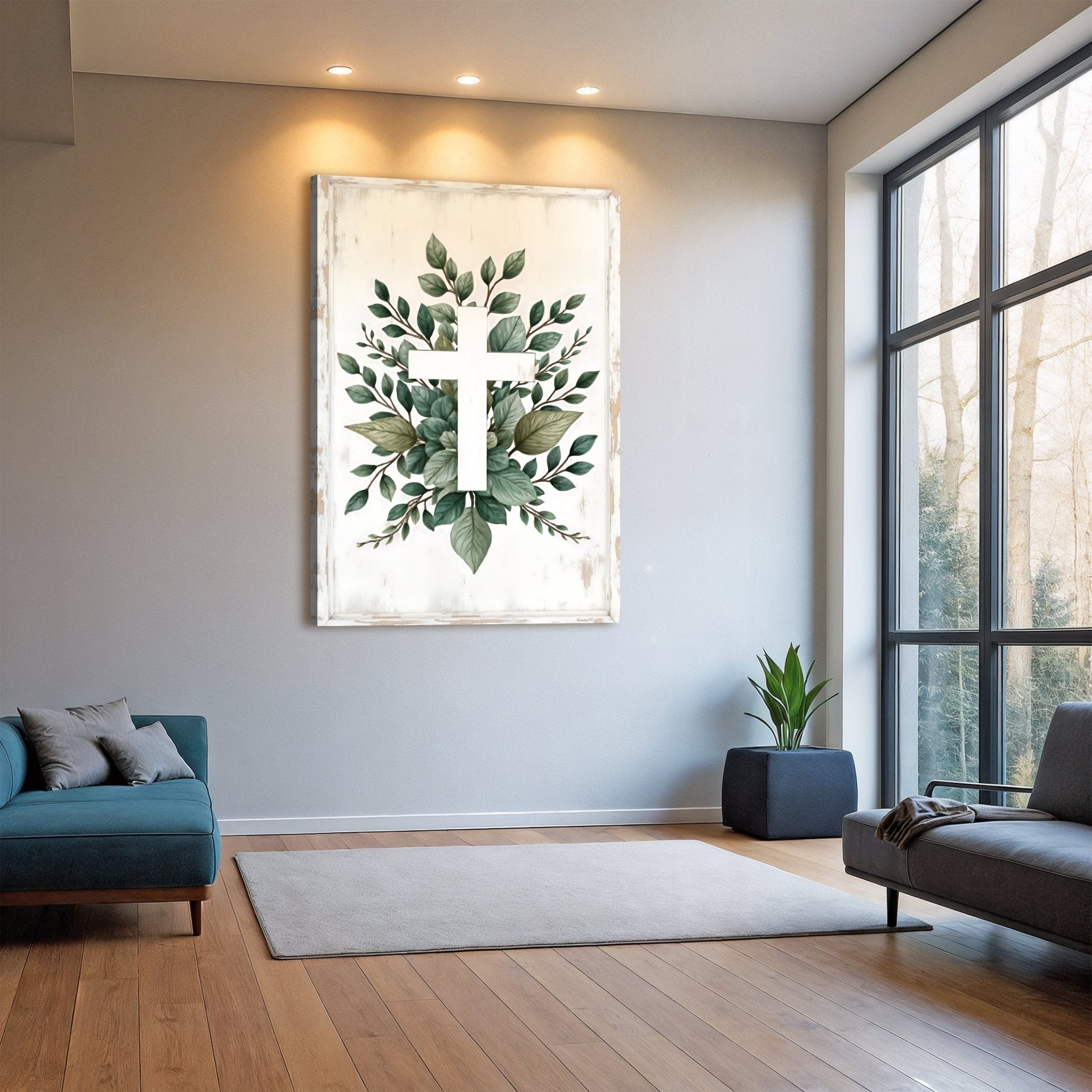 Minimalist Cross Faith Wall Art II - Two & Gathered