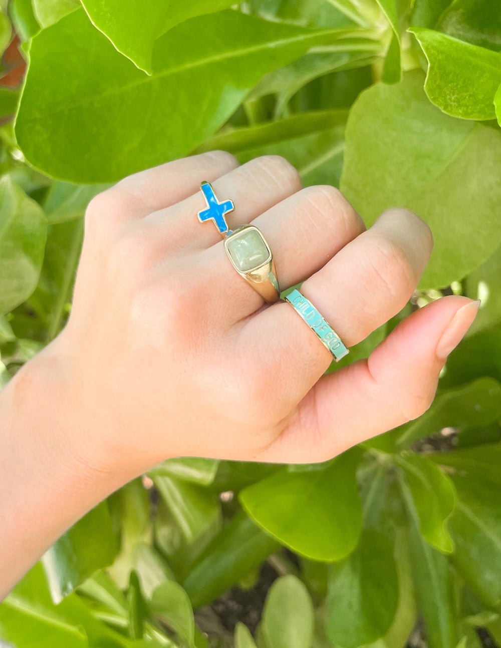 Mint Enamel Child of God Ring - Two & Gathered