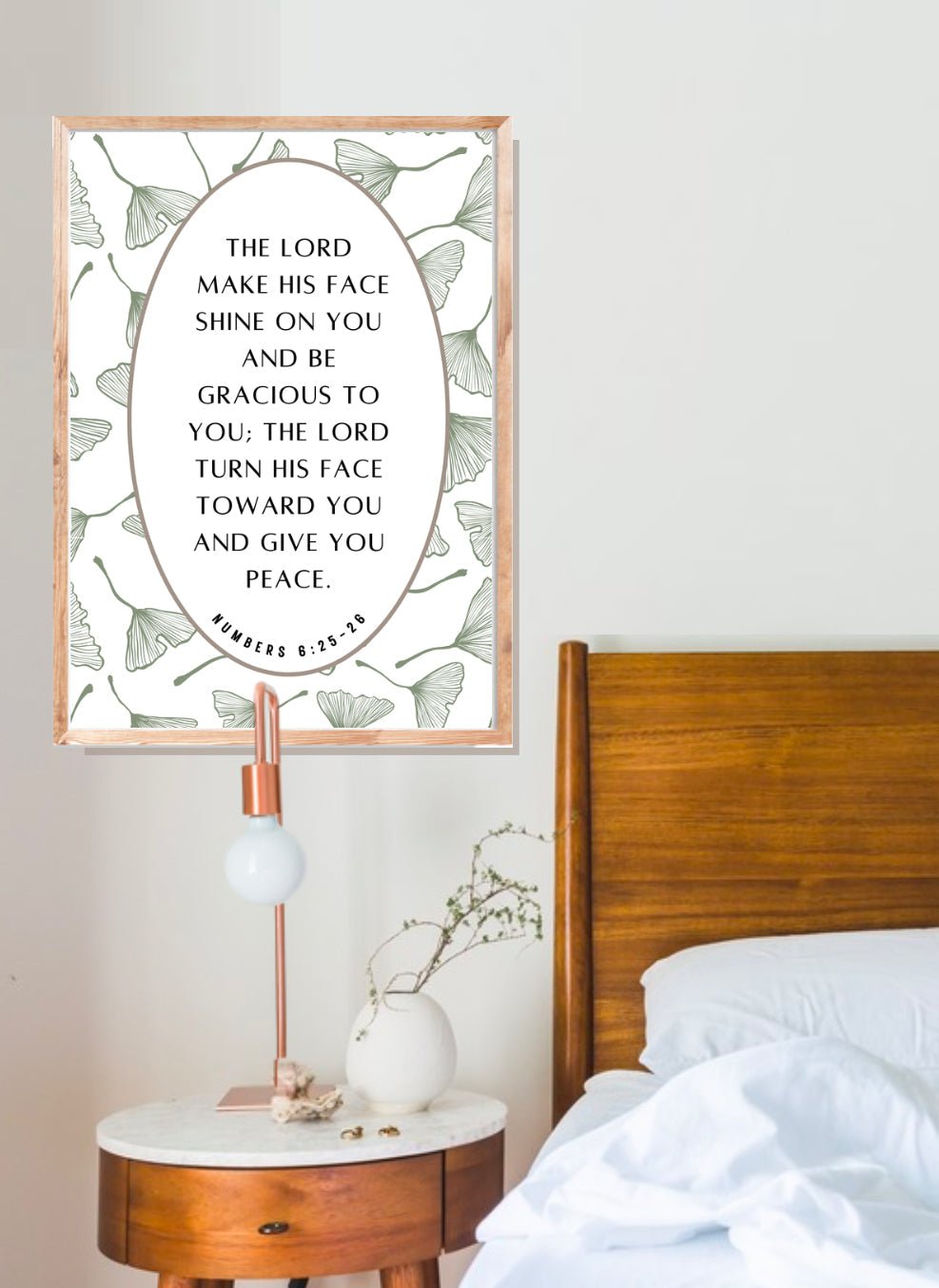 Modern Boho Framed Christian Wooden Sign - Inspirational Wall Art for Home Decor, Unique Gift for Faith Lovers, Rustic Chic Style Numbers 6 - Two & Gathered