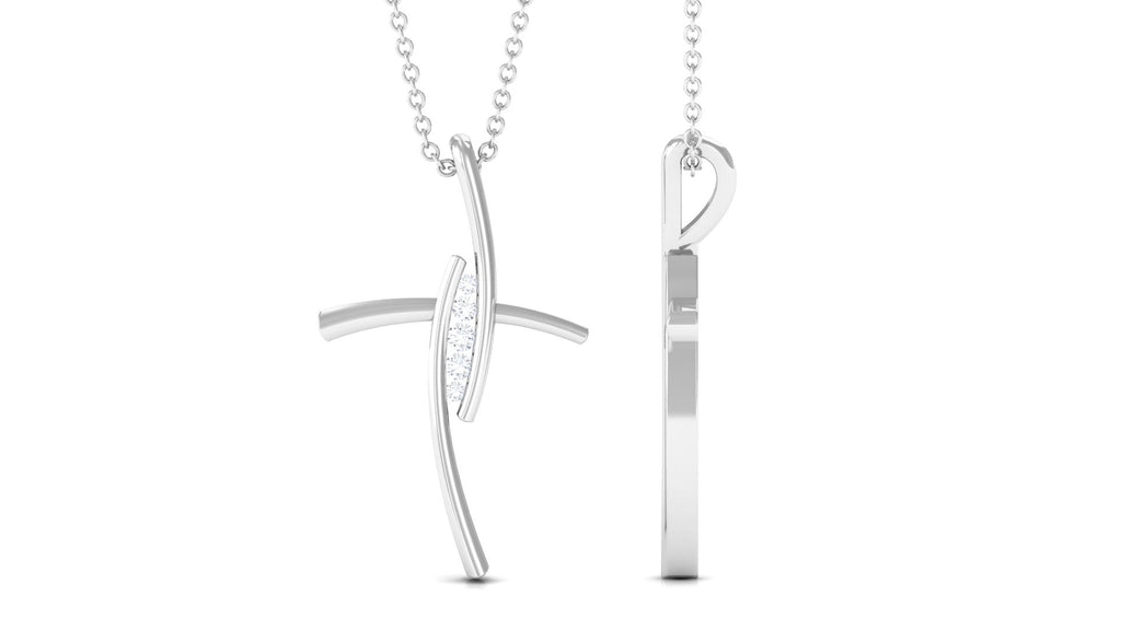 Moissanite Bypass Religious Cross Pendant Necklace - Two & Gathered