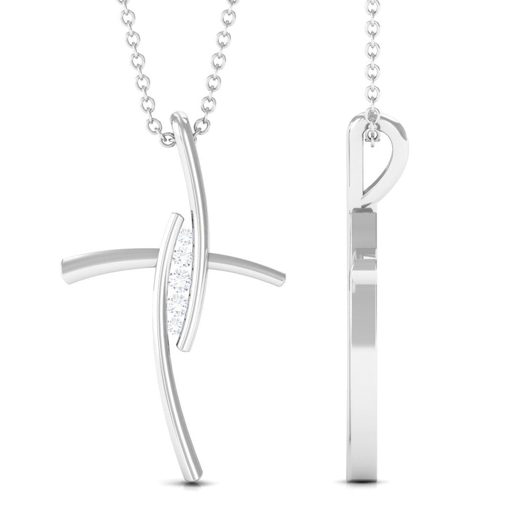 Moissanite Bypass Religious Cross Pendant Necklace - Two & Gathered