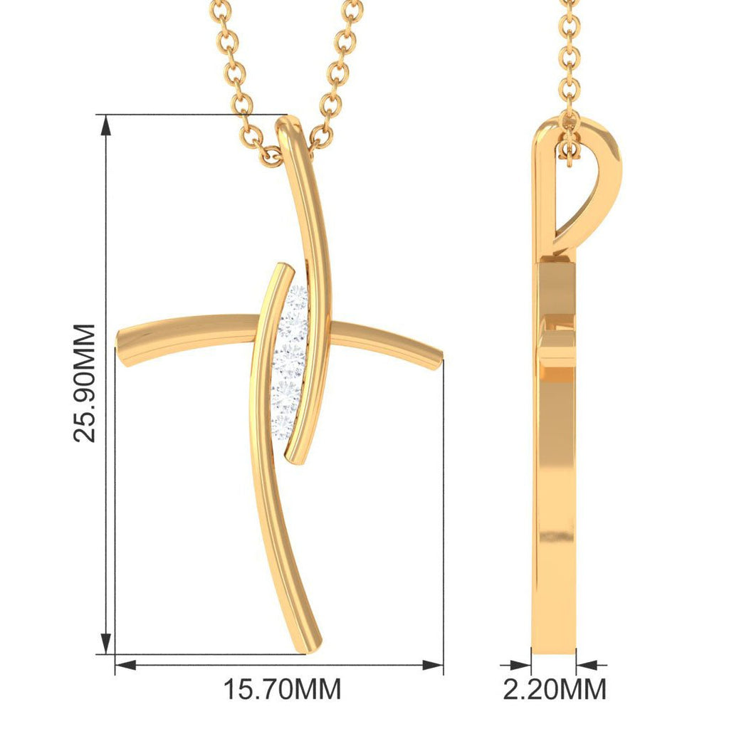 Moissanite Bypass Religious Cross Pendant Necklace - Two & Gathered