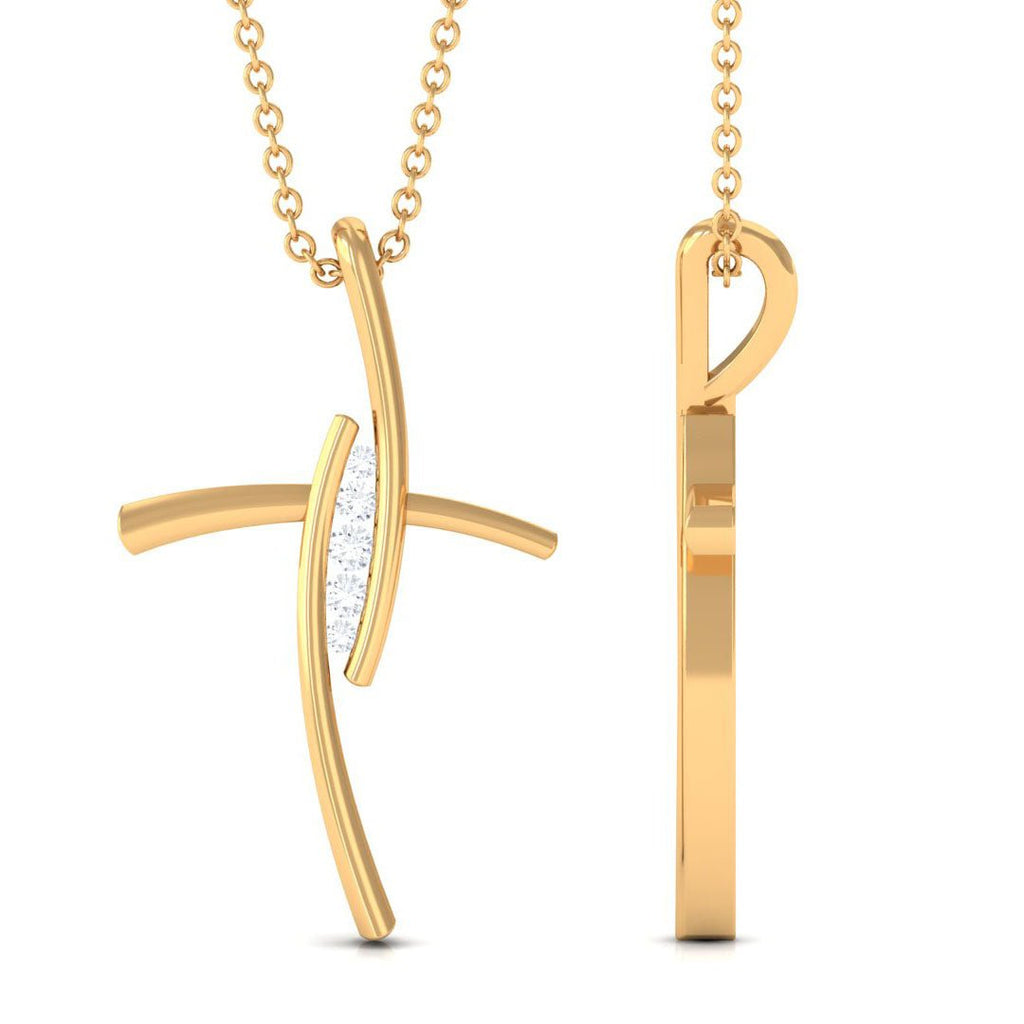 Moissanite Bypass Religious Cross Pendant Necklace - Two & Gathered