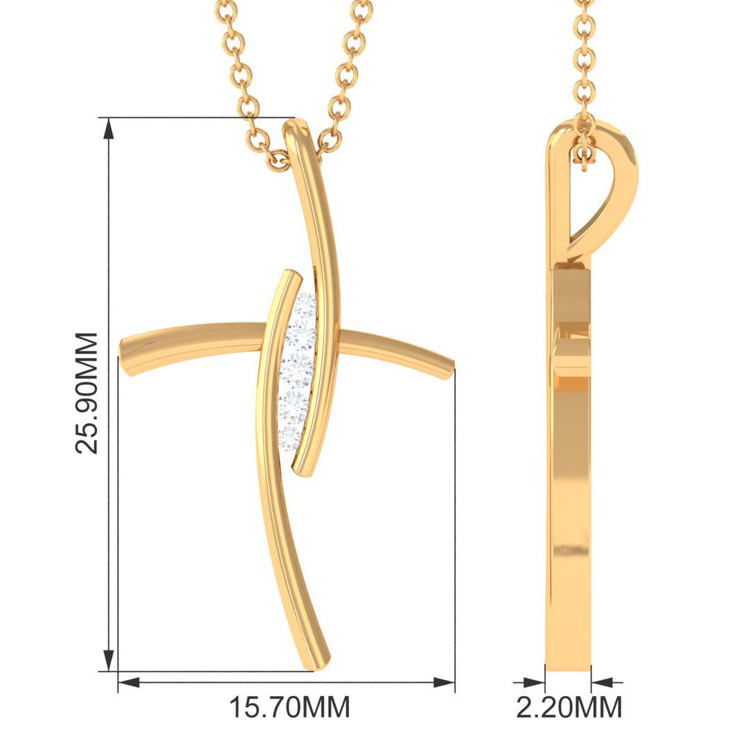 Moissanite Bypass Religious Cross Pendant Necklace - Two & Gathered