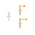 Moissanite Cross Dangly Earring for Helix Piercing - Two & Gathered
