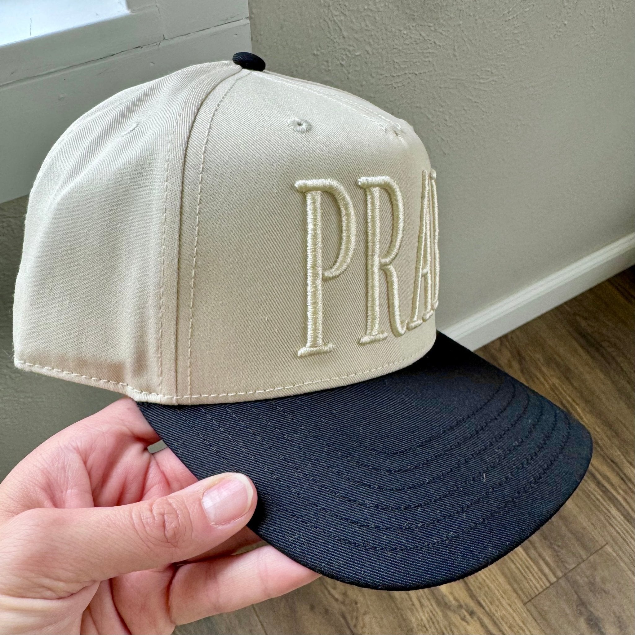 Monochromatic Puff Embroidered PRAY Hat | Christian Trucker Hat | Minimalist Faith Hat | 3D Puff Embroidery Cap | Religious Gift | Neutral Aesthetic Hat - Two & Gathered