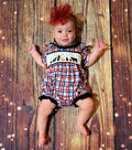 Nativity plaid embroidery Romper - Two & Gathered