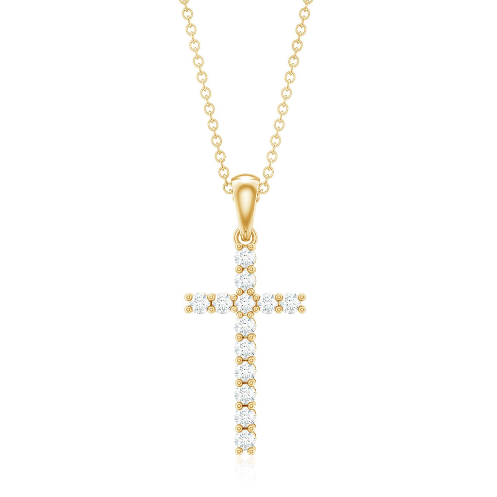 Natural Diamond Cross Pendant Necklace for Women - Two & Gathered