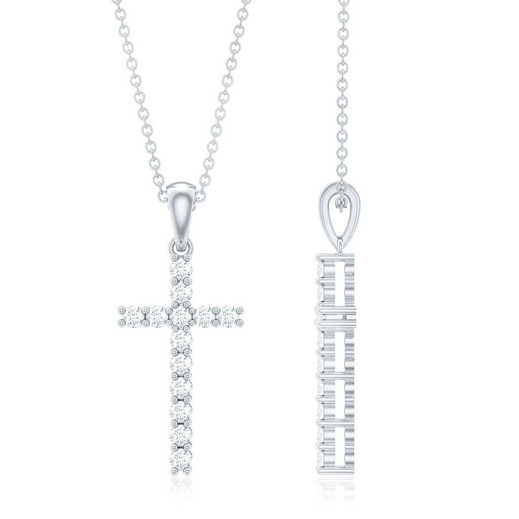 Natural Diamond Cross Pendant Necklace for Women - Two & Gathered