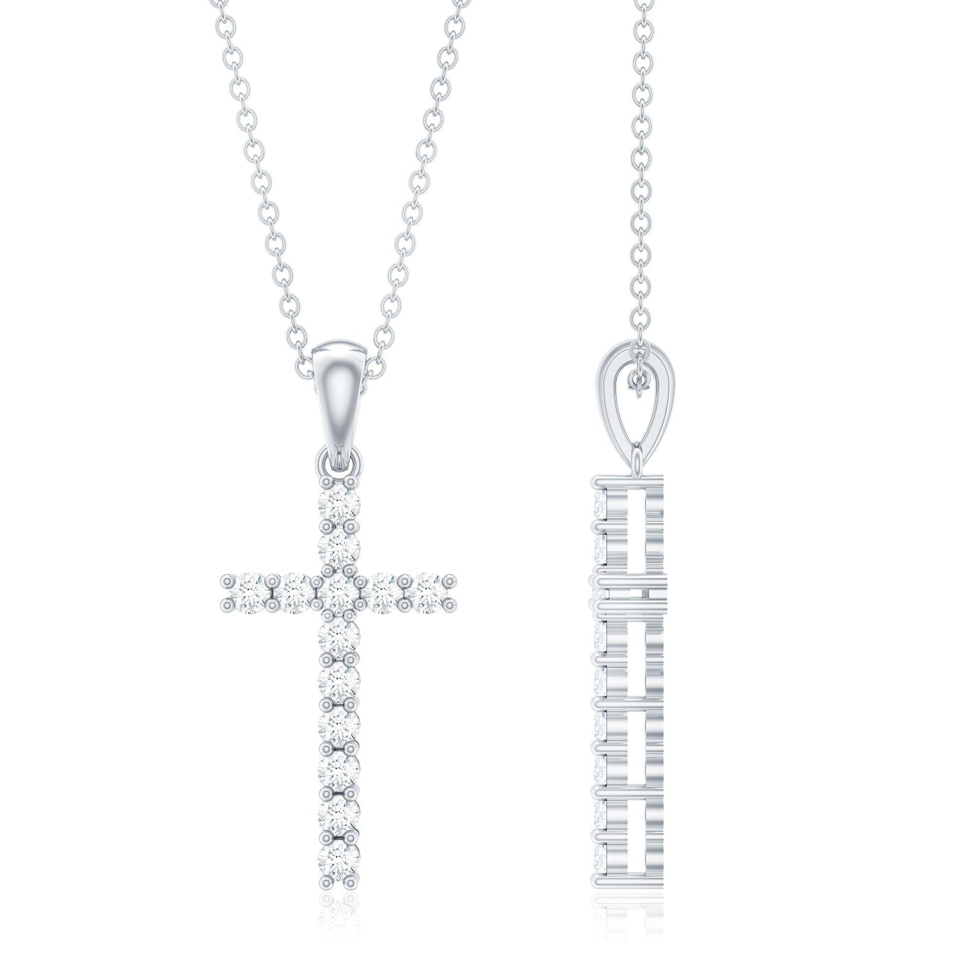 Natural Diamond Cross Pendant Necklace for Women - Two & Gathered