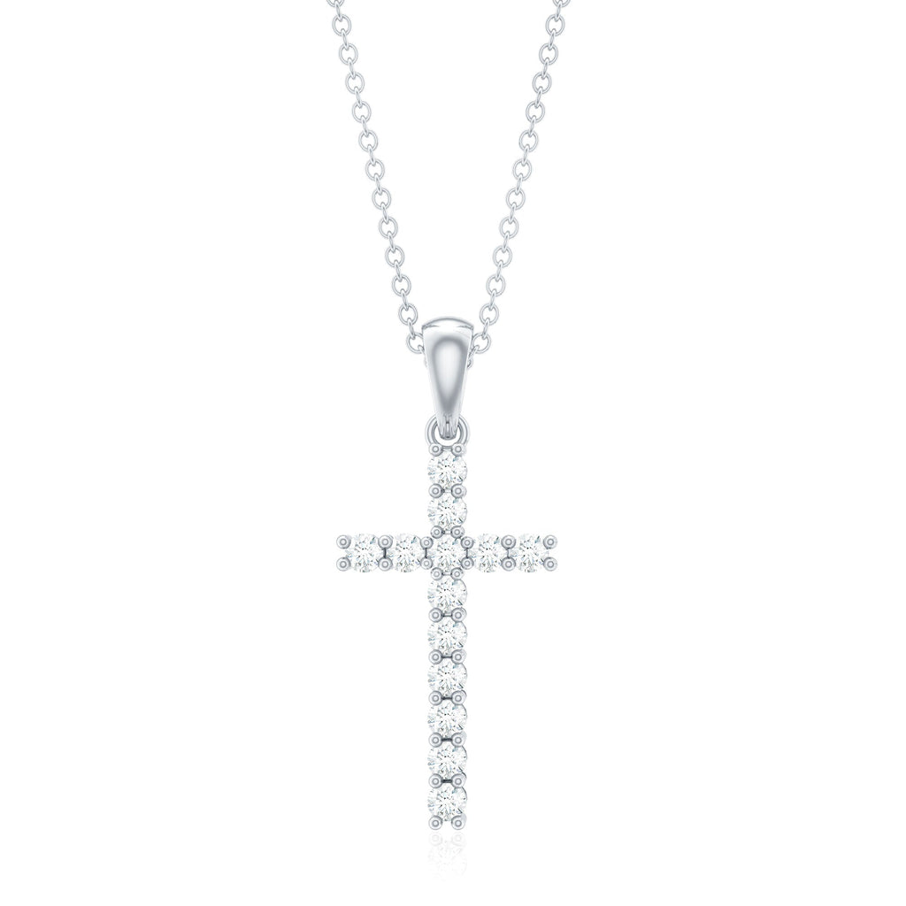 Natural Diamond Cross Pendant Necklace for Women - Two & Gathered