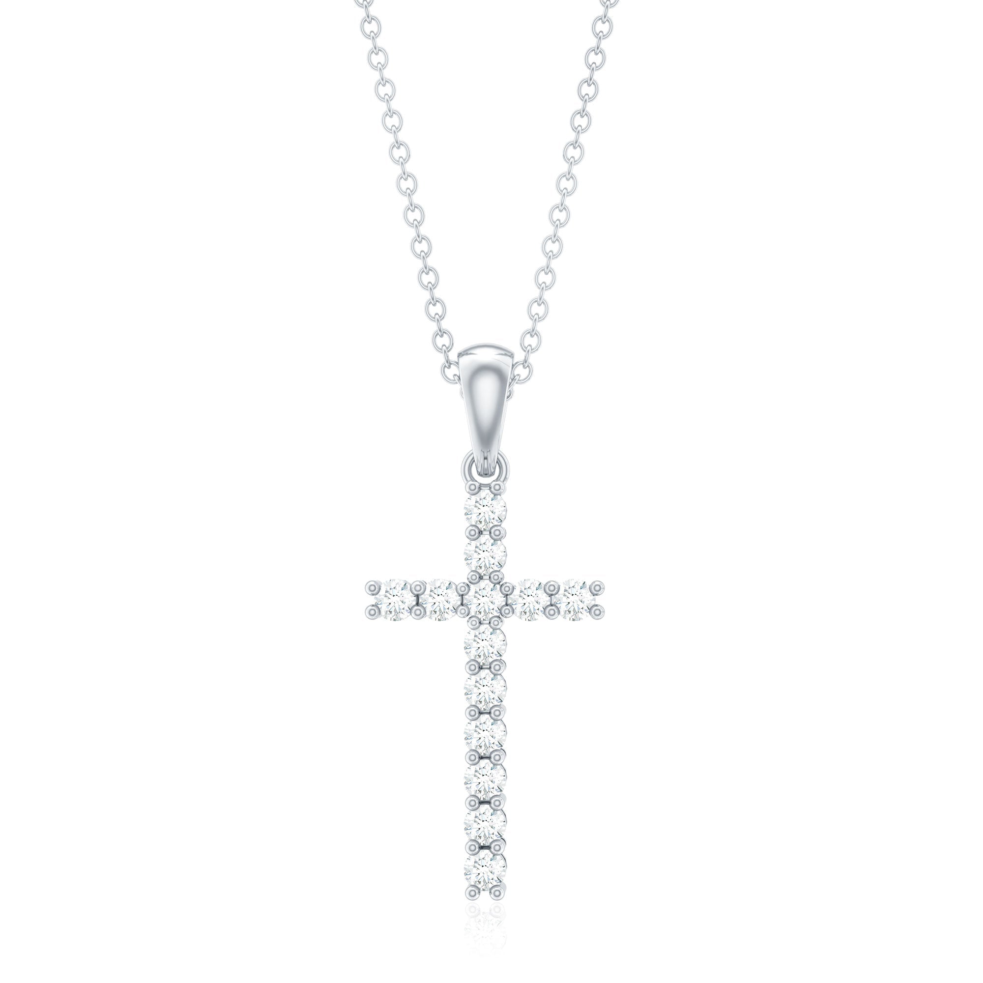 Natural Diamond Cross Pendant Necklace for Women - Two & Gathered