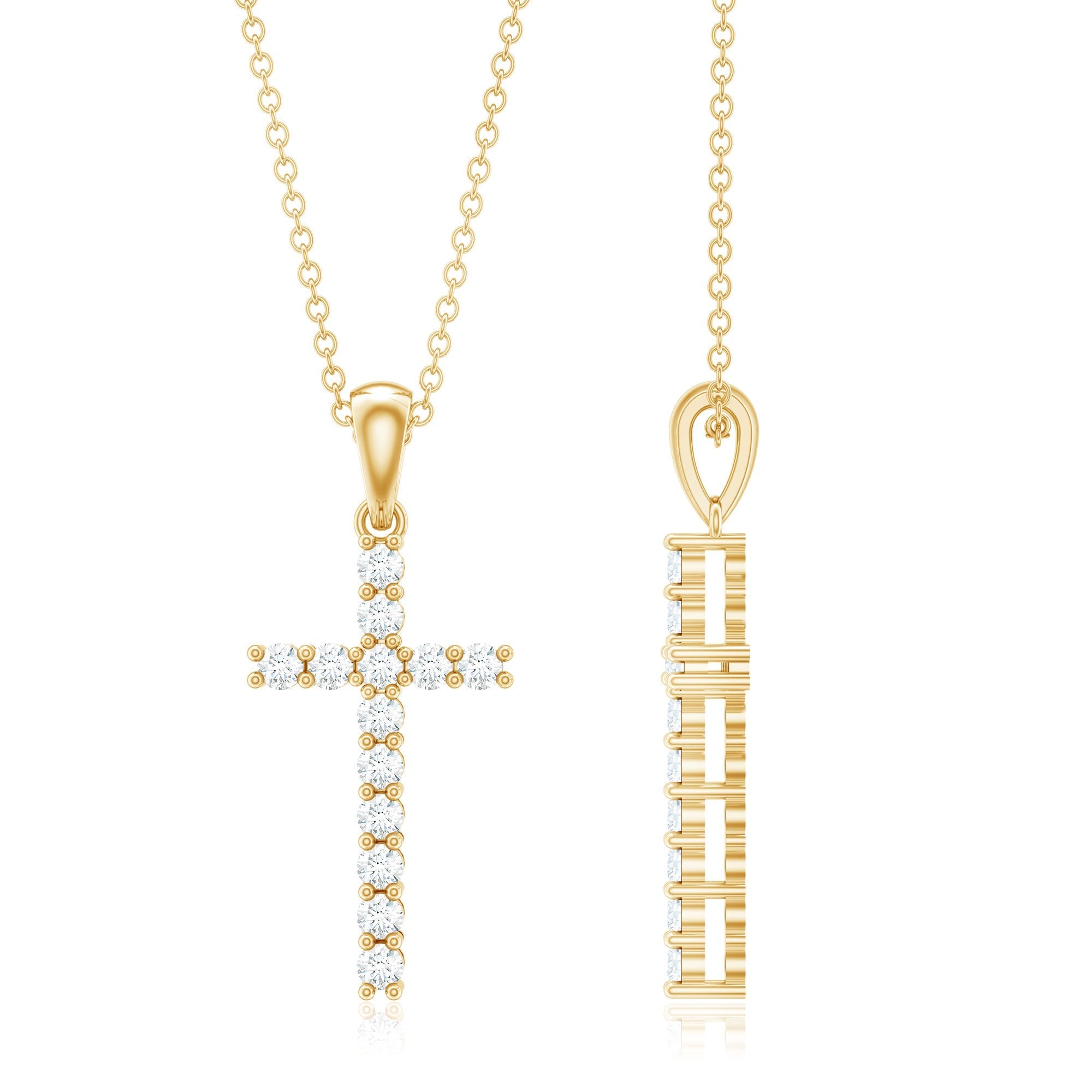 Natural Diamond Cross Pendant Necklace for Women - Two & Gathered