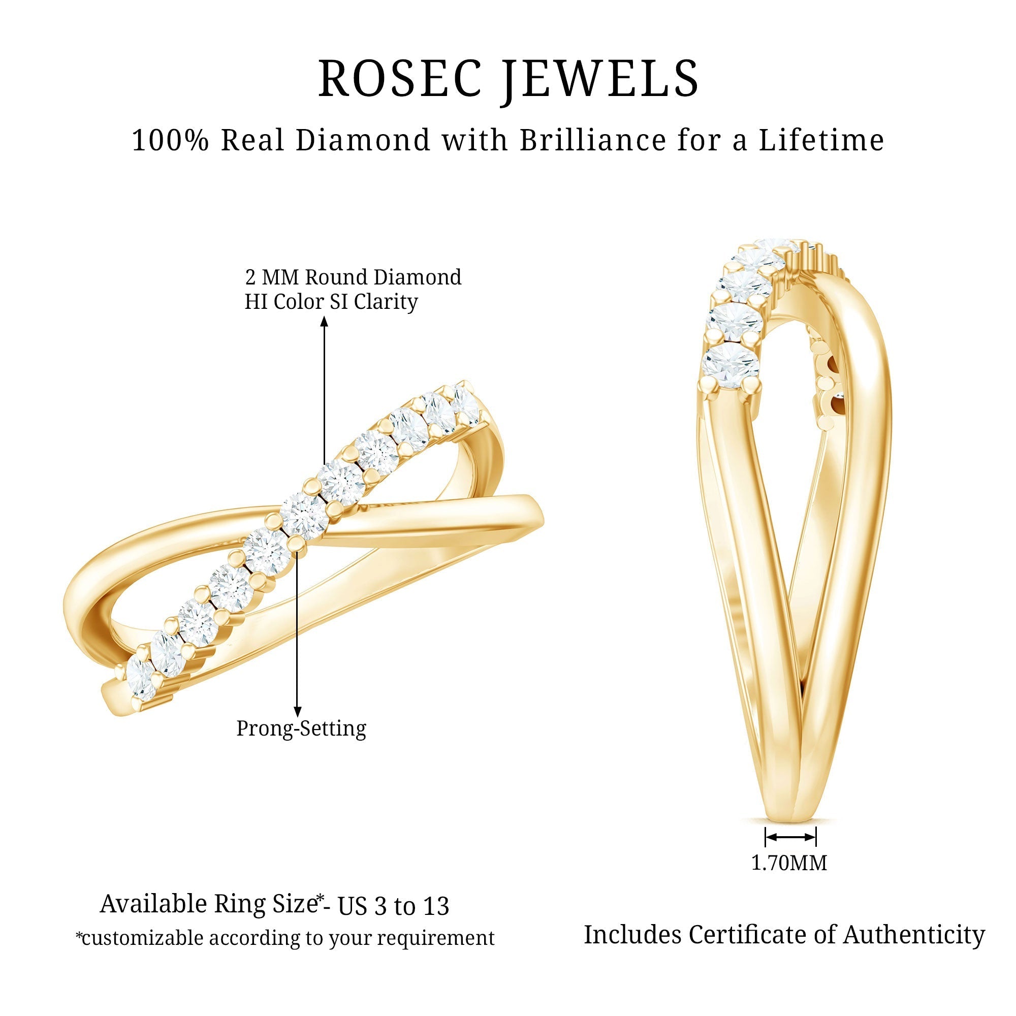 Natural Diamond Crossover Promise Ring - Two & Gathered