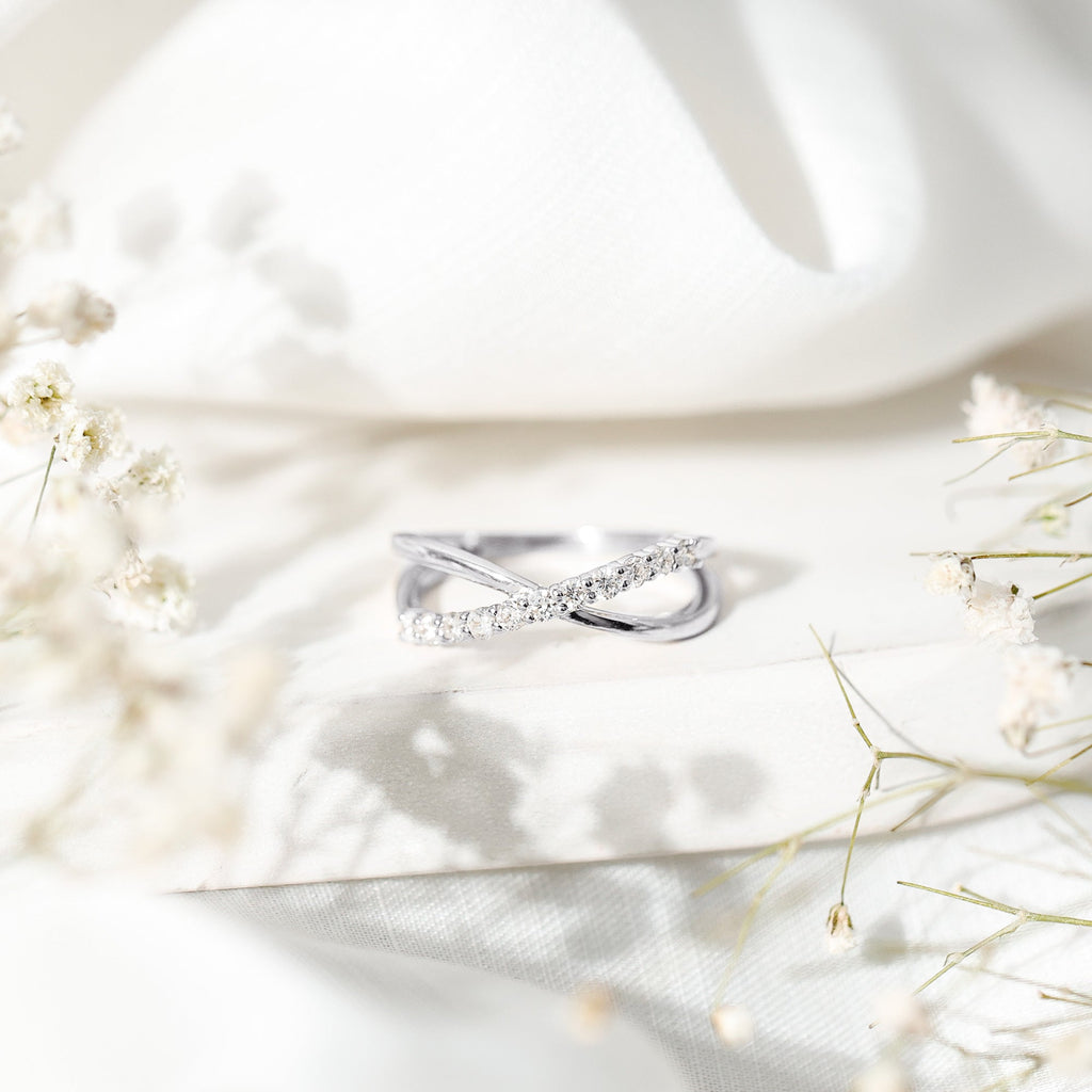 Natural Diamond Crossover Promise Ring - Two & Gathered