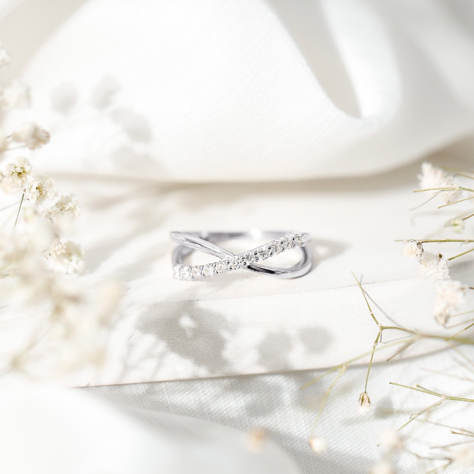 Natural Diamond Crossover Promise Ring - Two & Gathered