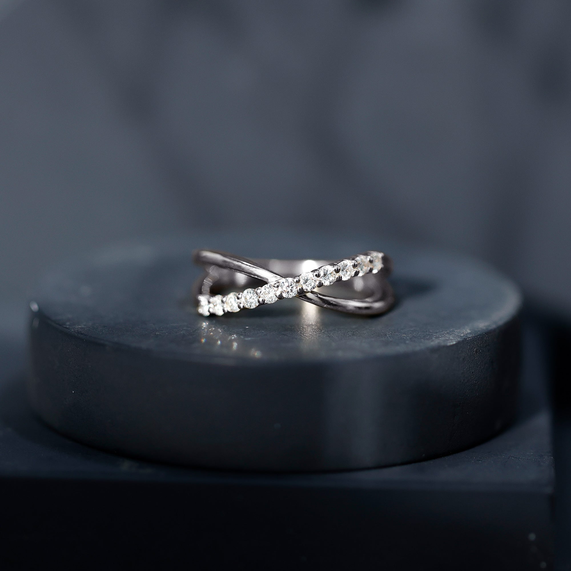 Natural Diamond Crossover Promise Ring - Two & Gathered