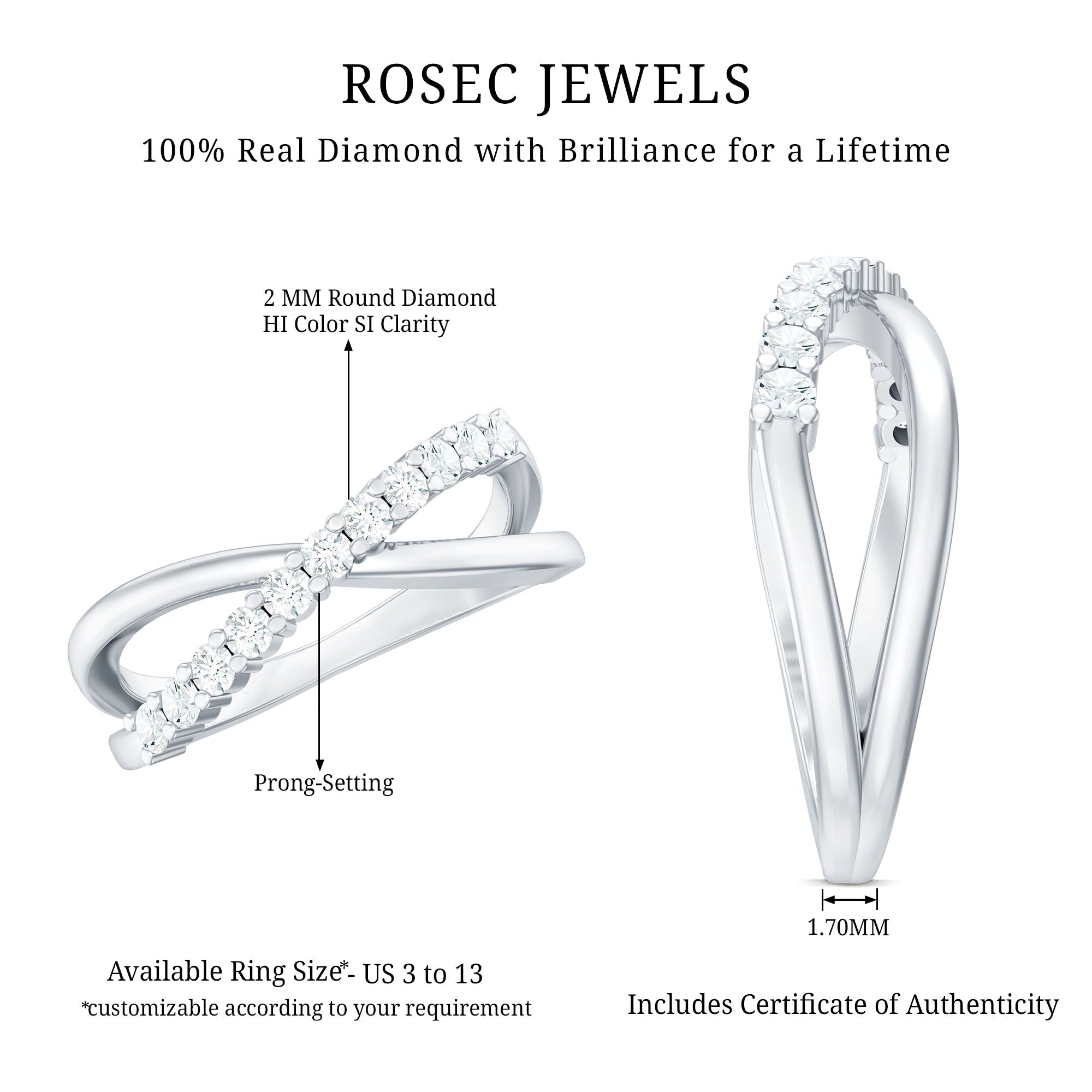 Natural Diamond Crossover Promise Ring - Two & Gathered