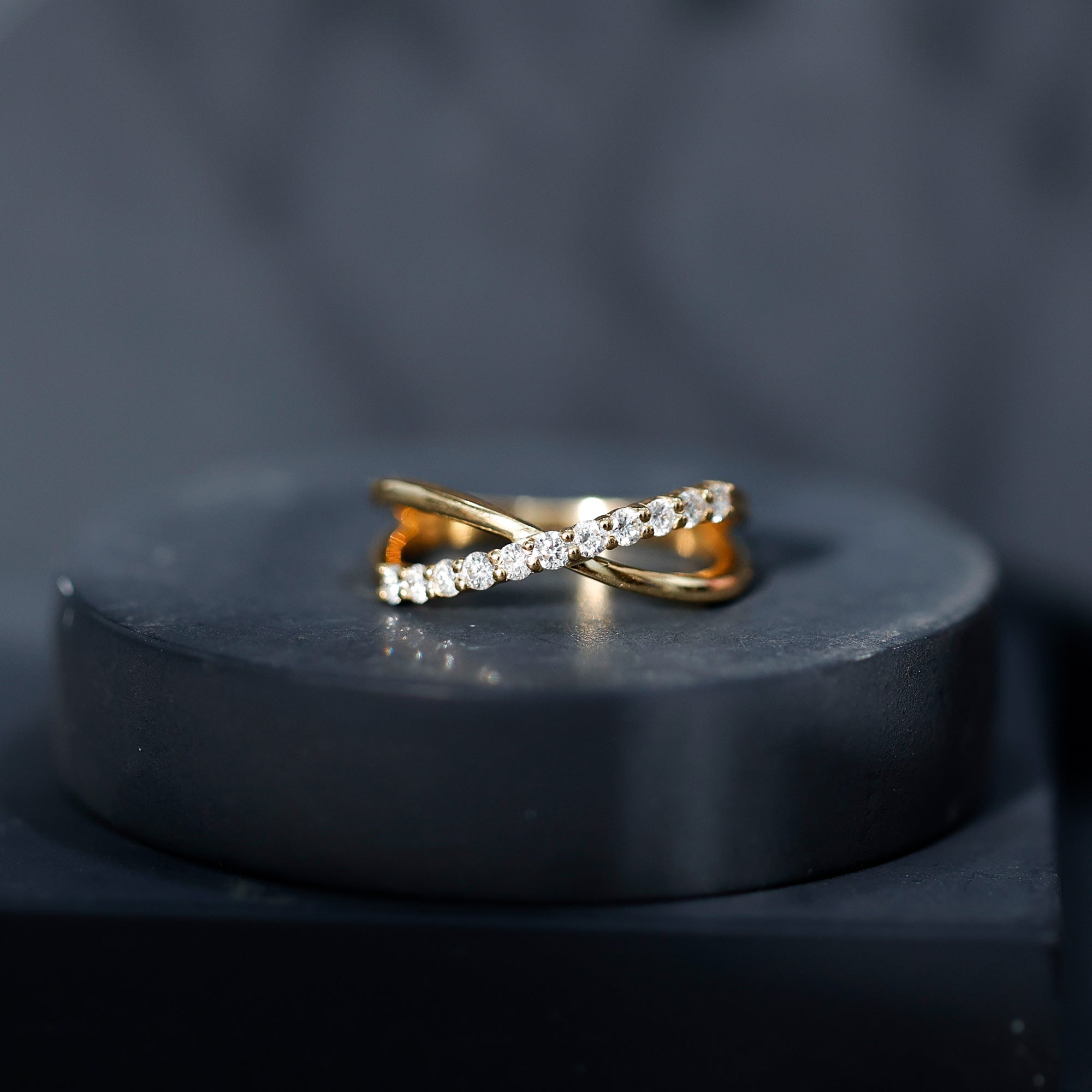 Natural Diamond Crossover Promise Ring - Two & Gathered