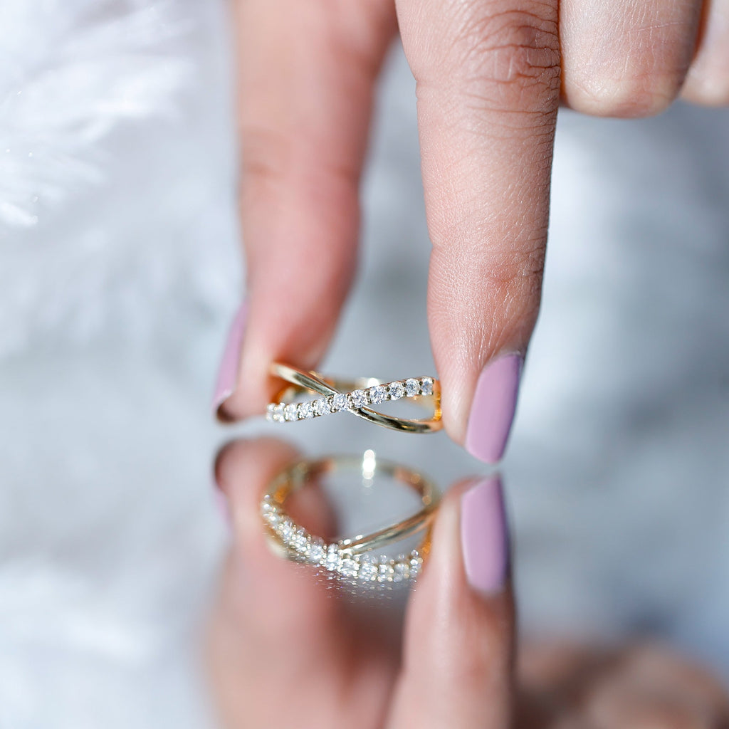Natural Diamond Crossover Promise Ring - Two & Gathered