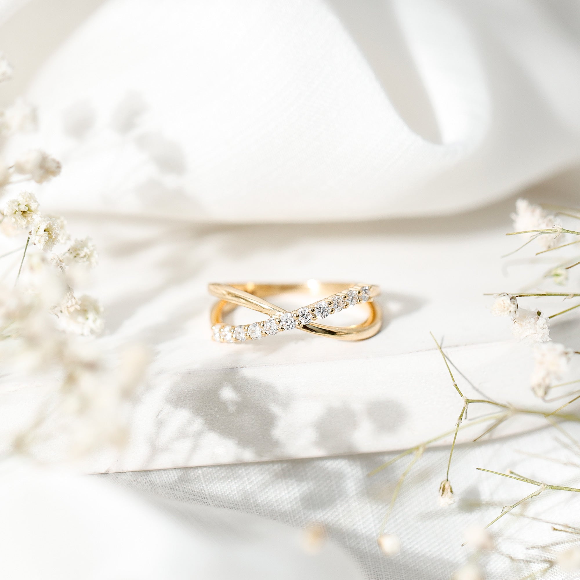 Natural Diamond Crossover Promise Ring - Two & Gathered