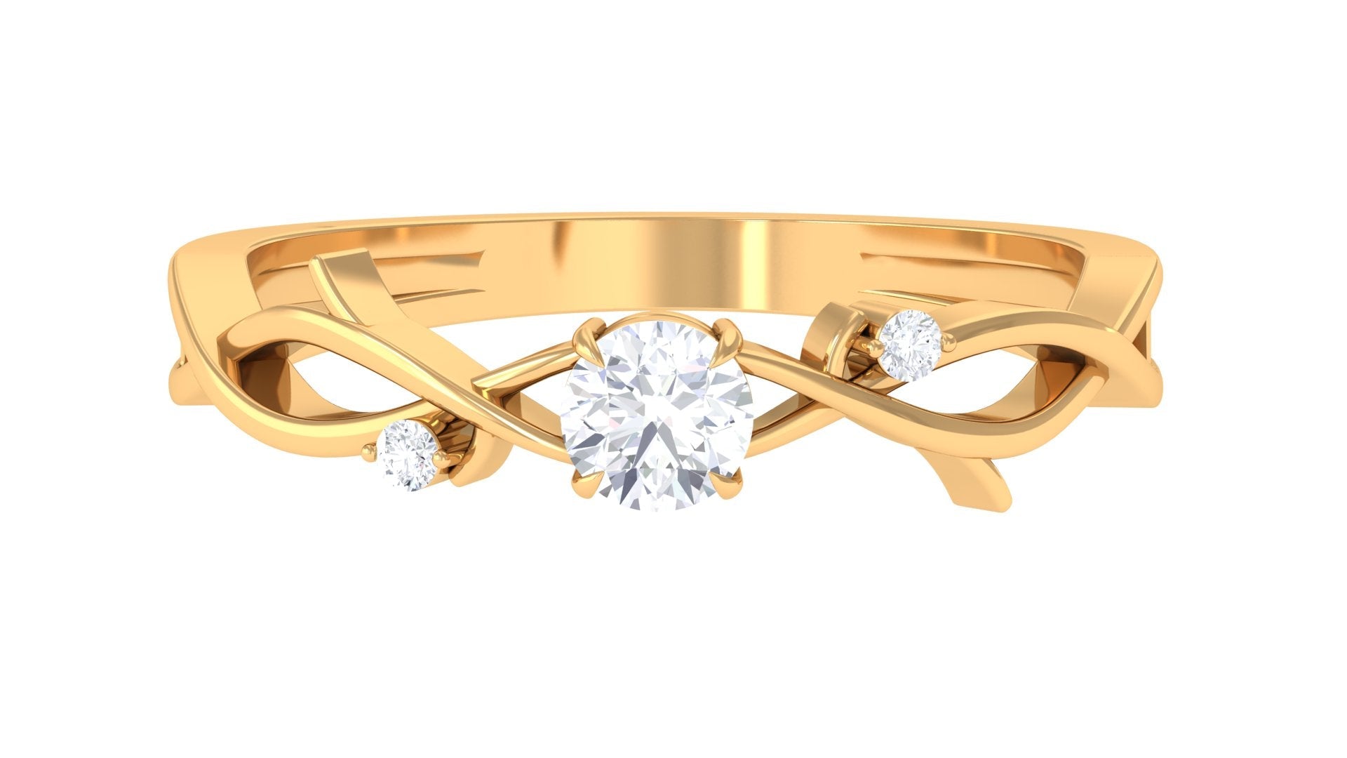 Natural Diamond Promise Ring with Crossover Shank - Two & Gathered