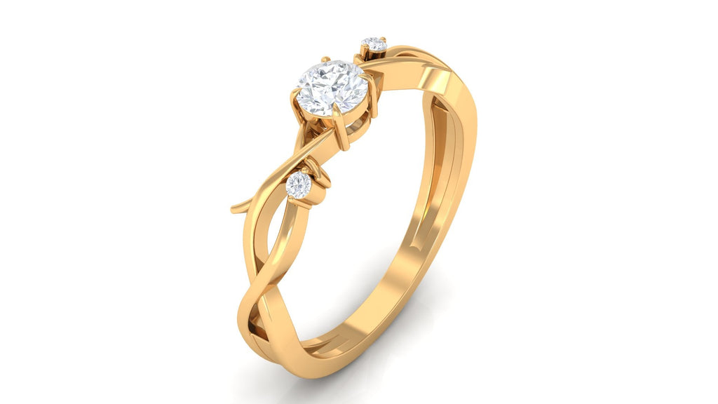 Natural Diamond Promise Ring with Crossover Shank - Two & Gathered