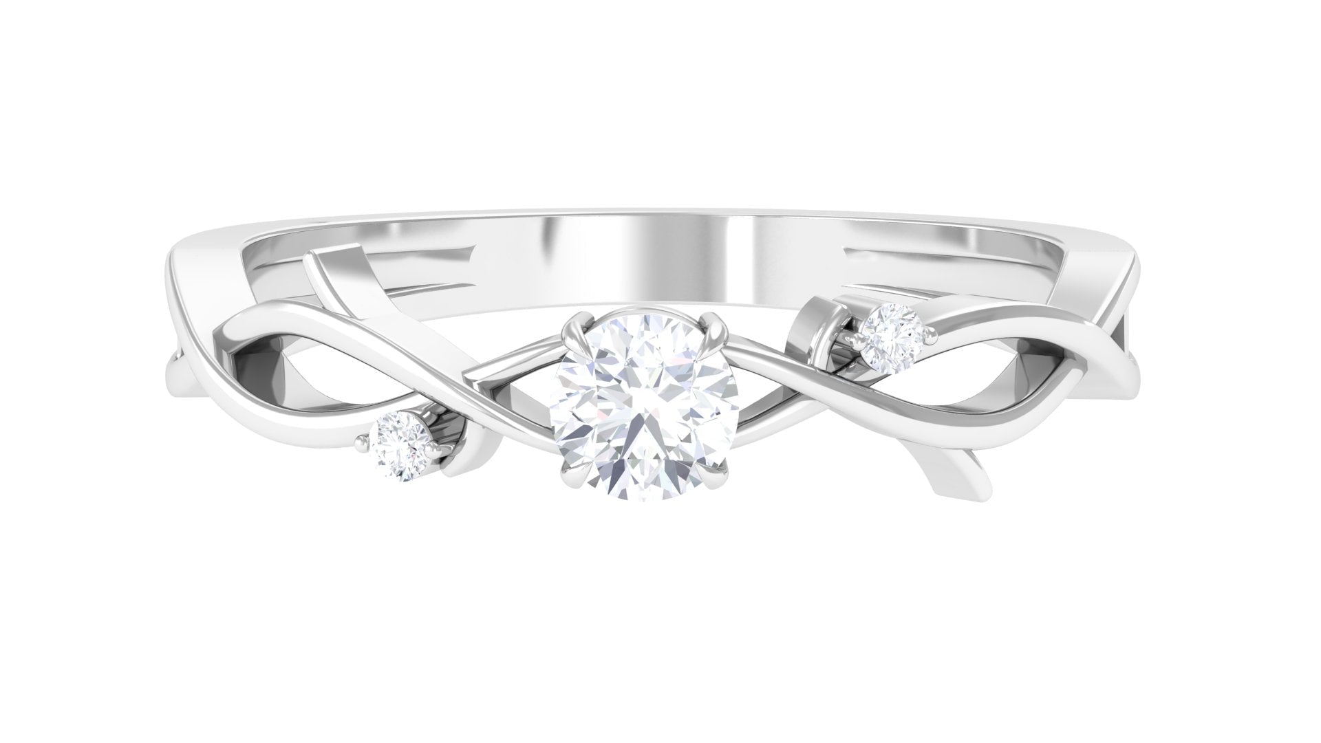 Natural Diamond Promise Ring with Crossover Shank - Two & Gathered
