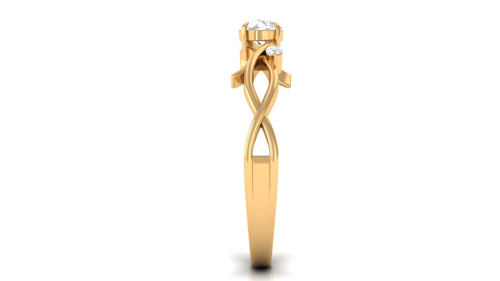 Natural Diamond Promise Ring with Crossover Shank - Two & Gathered