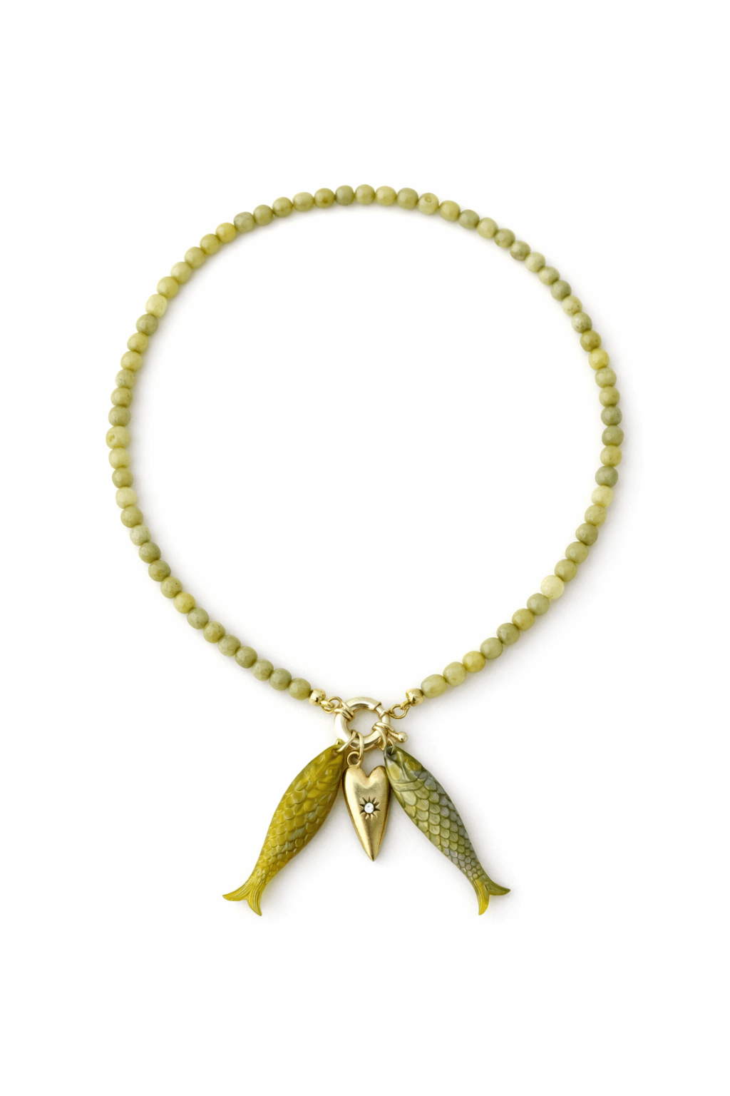 Olive Twin Fish Necklace - Two & Gathered