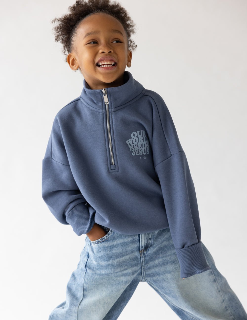 Our World Needs Jesus Kids Half - Zip - Two & Gathered