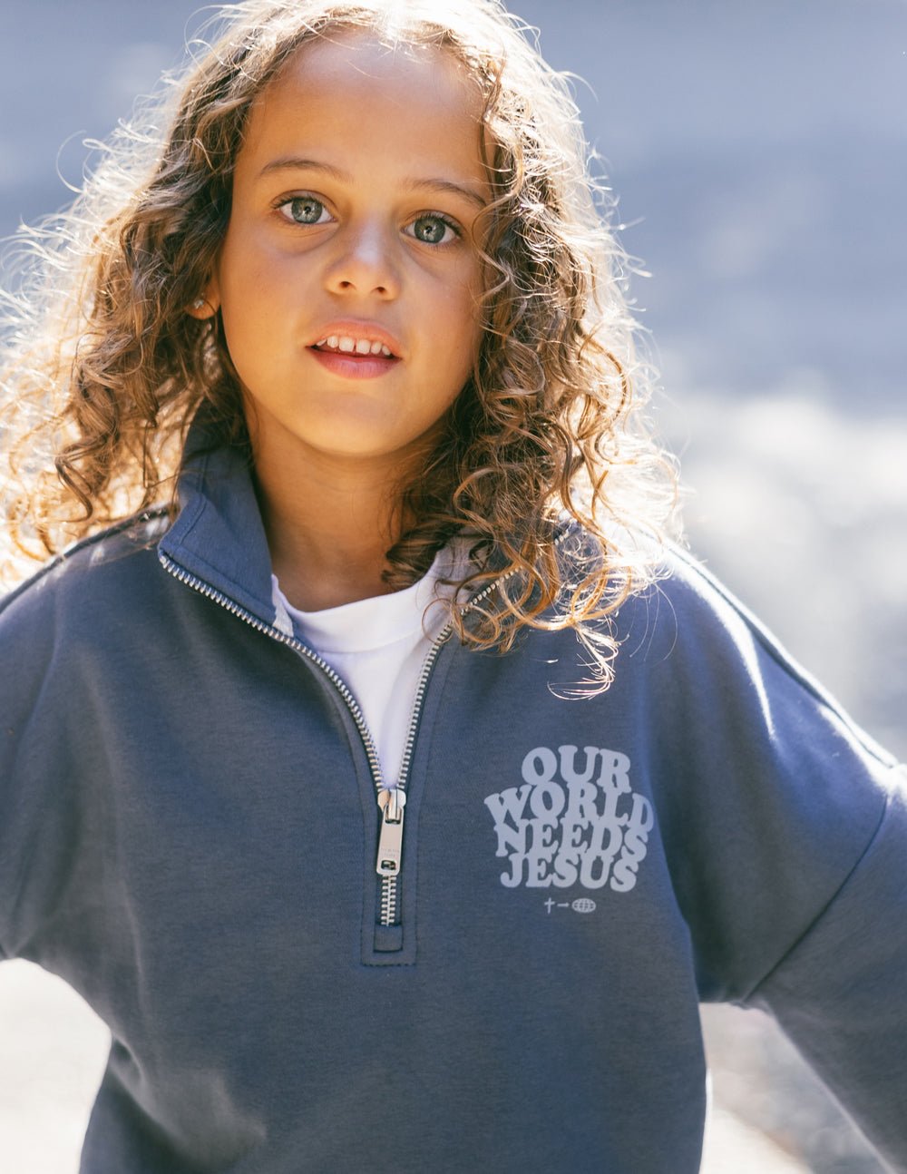 Our World Needs Jesus Kids Half - Zip - Two & Gathered