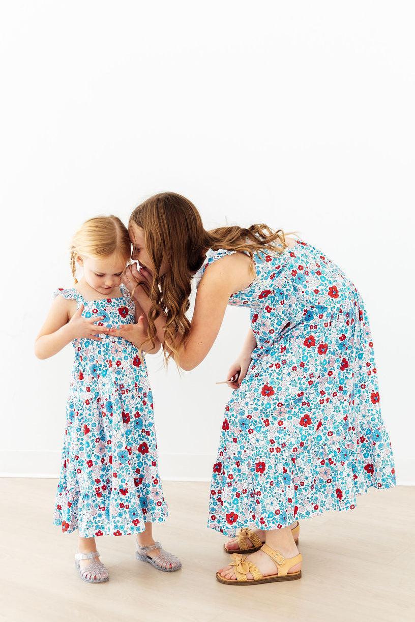 Patriotic Petals Ruffle Maxi Dress - Two & Gathered
