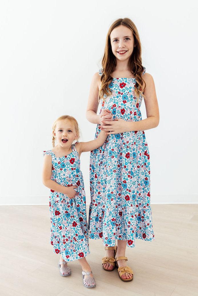 Patriotic Petals Ruffle Maxi Dress - Two & Gathered
