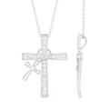 Pave Set Lab Grown Diamond Double Cross Charm Necklace - Two & Gathered