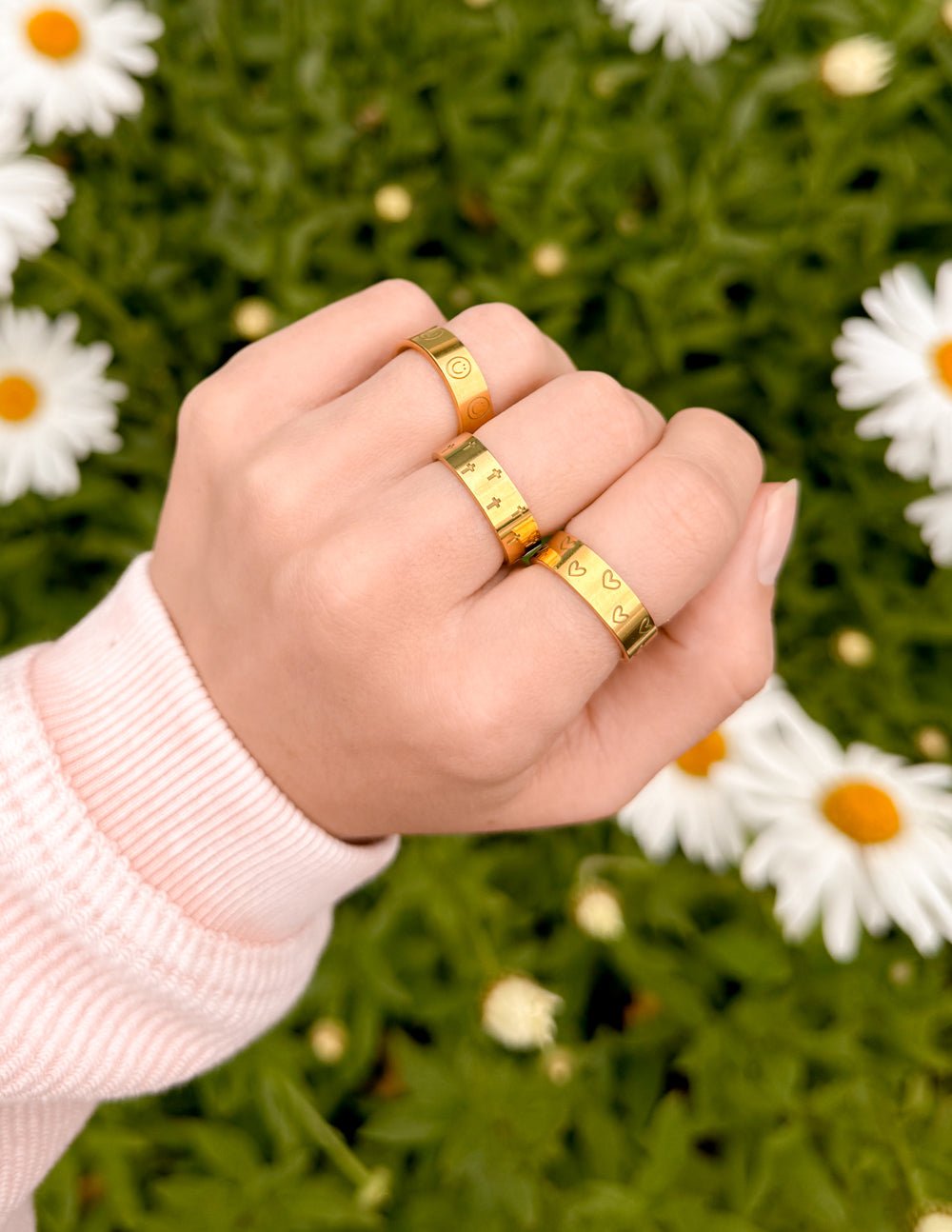 Peace Engraved Ring Set - Two & Gathered