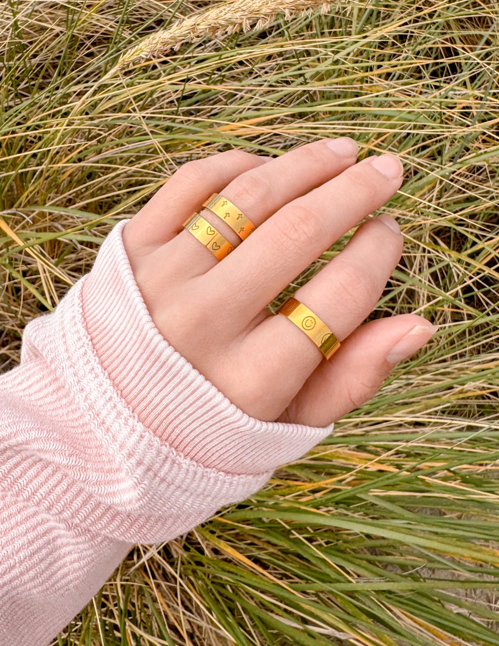 Peace Engraved Ring Set - Two & Gathered