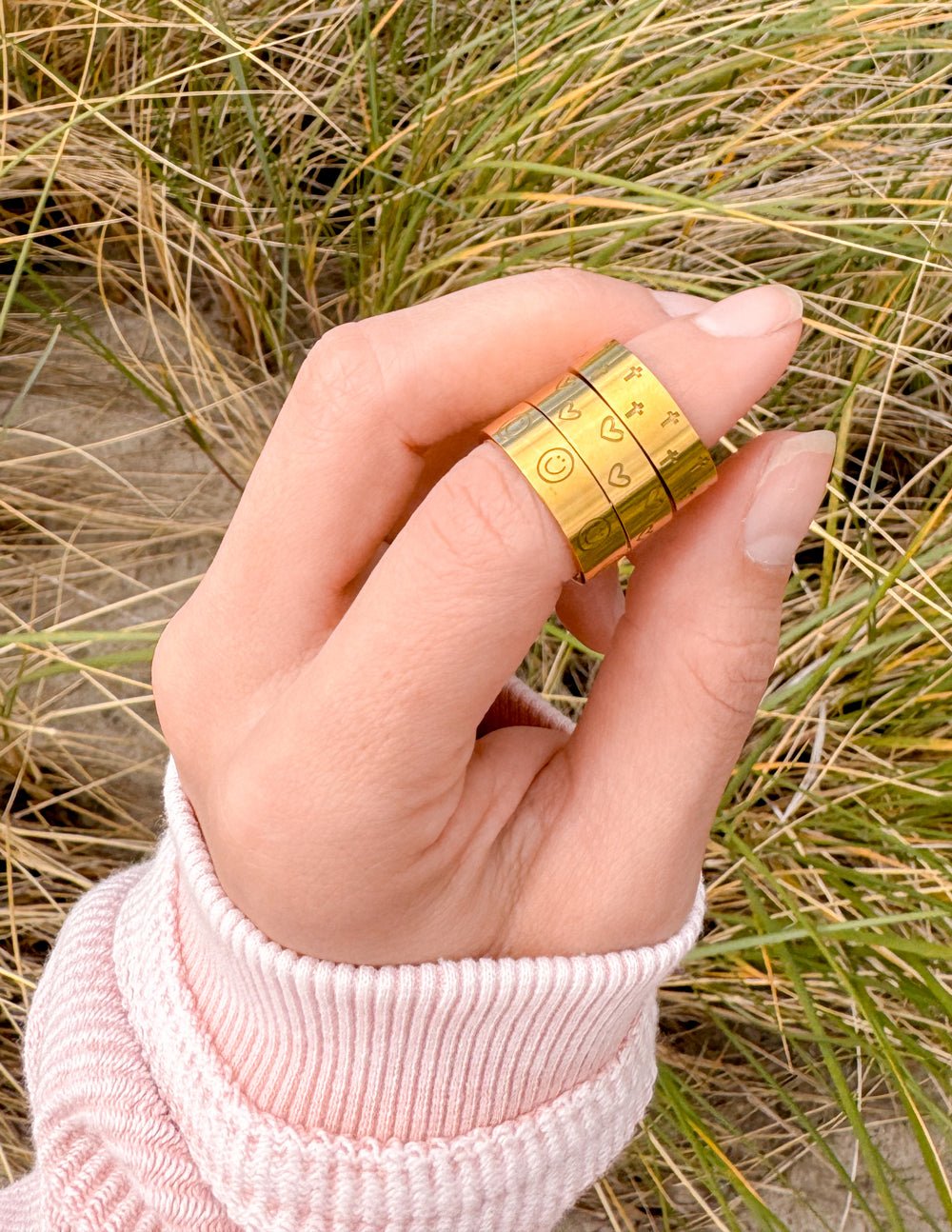 Peace Engraved Ring Set - Two & Gathered