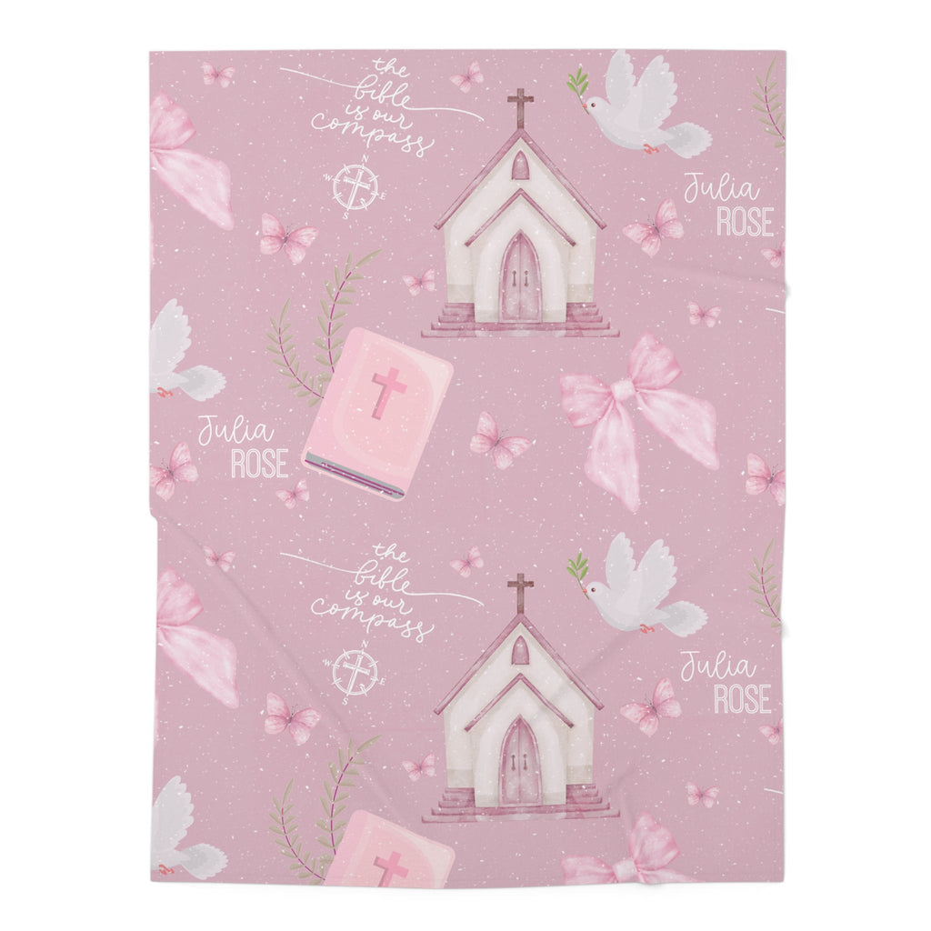 Personalized Bible is Our Compass Baby Swaddle Blanket - Two & Gathered