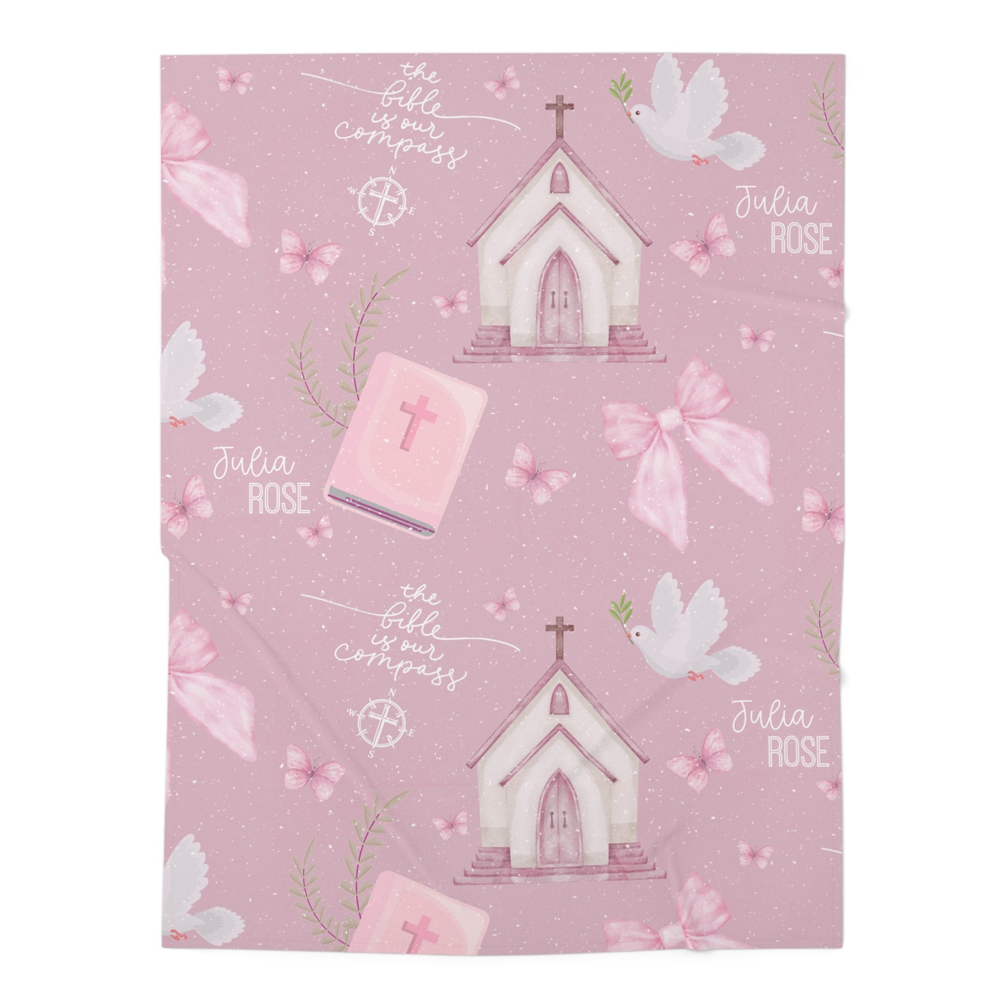 Personalized Bible is Our Compass Baby Swaddle Blanket - Two & Gathered
