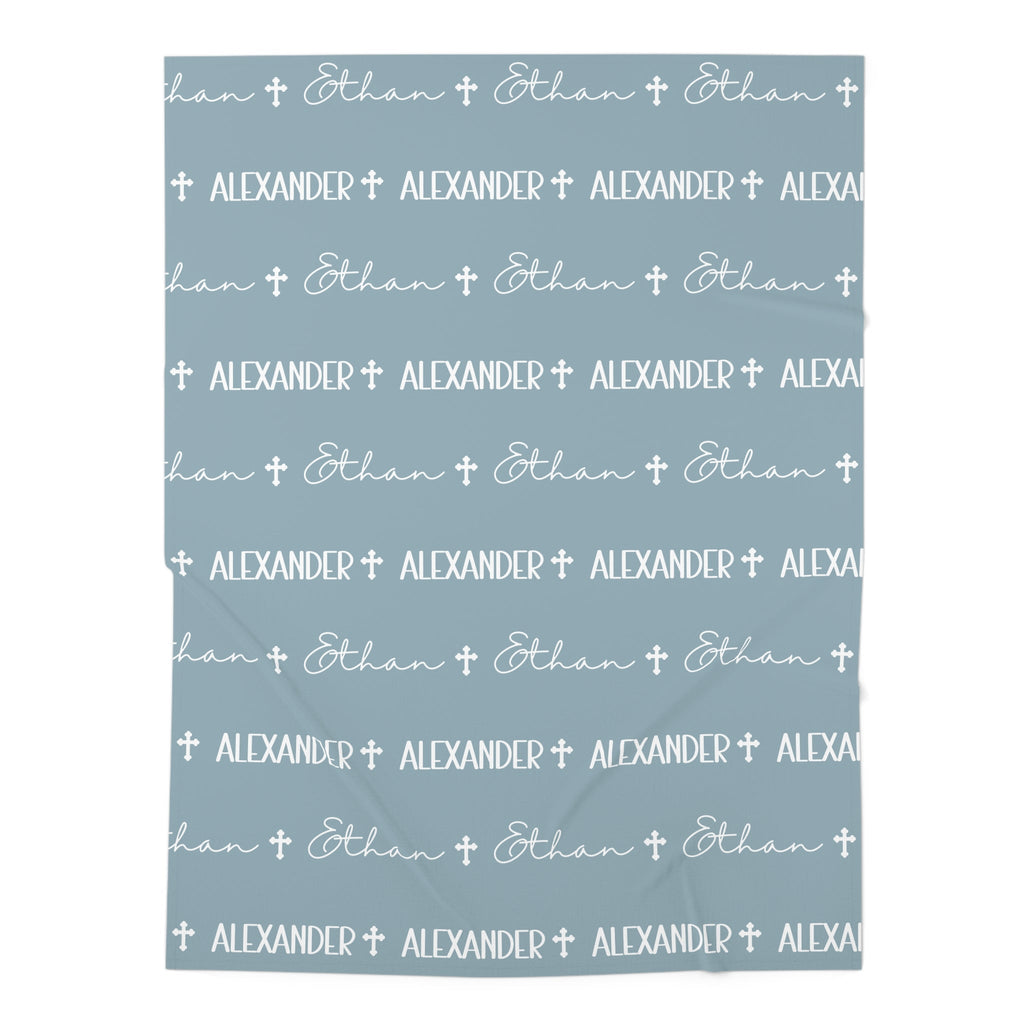 Personalized Blue Baby Name Swaddle Blanket - Two & Gathered