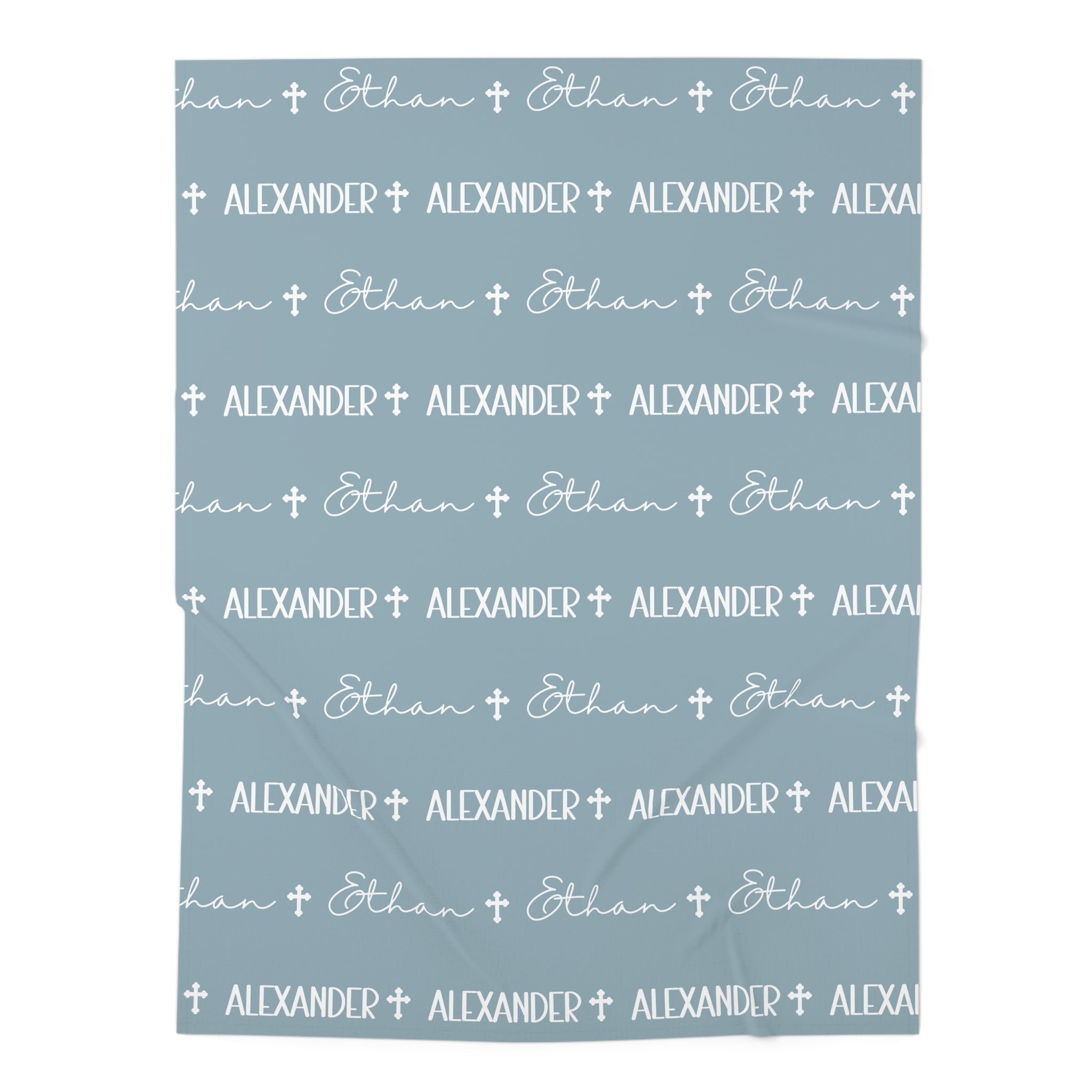 Personalized Blue Baby Name Swaddle Blanket - Two & Gathered