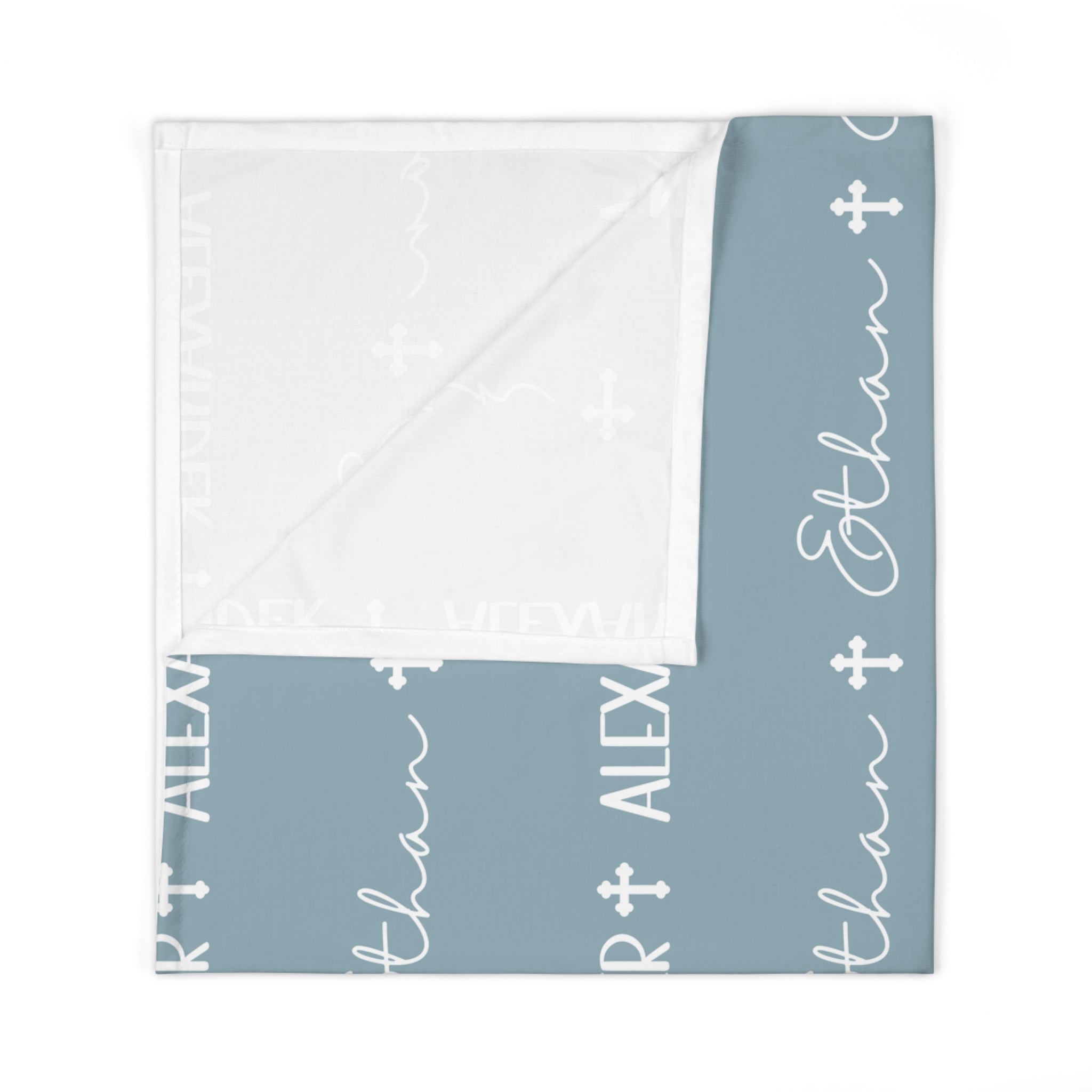 Personalized Blue Baby Name Swaddle Blanket - Two & Gathered