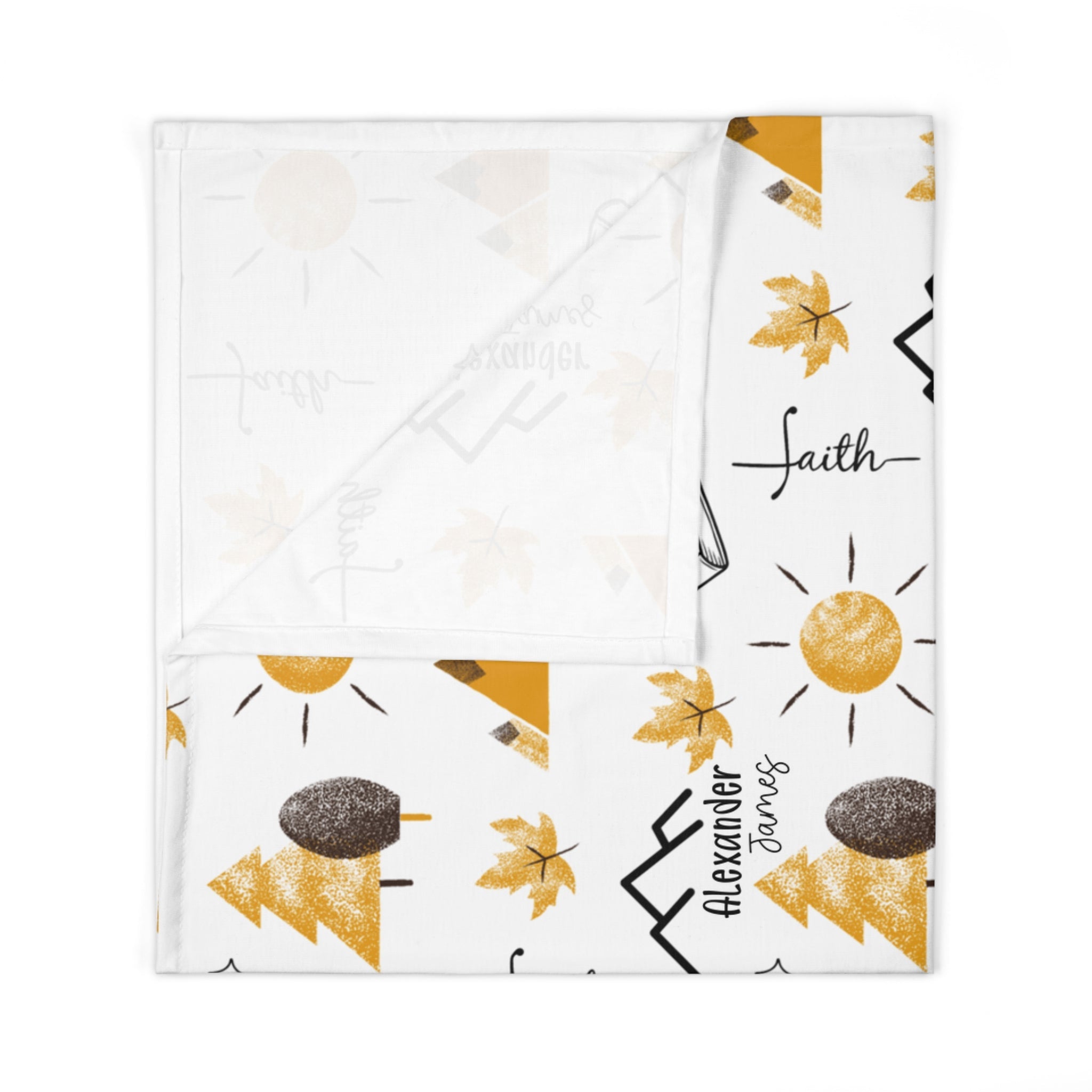 Personalized Faith Can Move Mountains Baby Swaddle Blanket - Two & Gathered