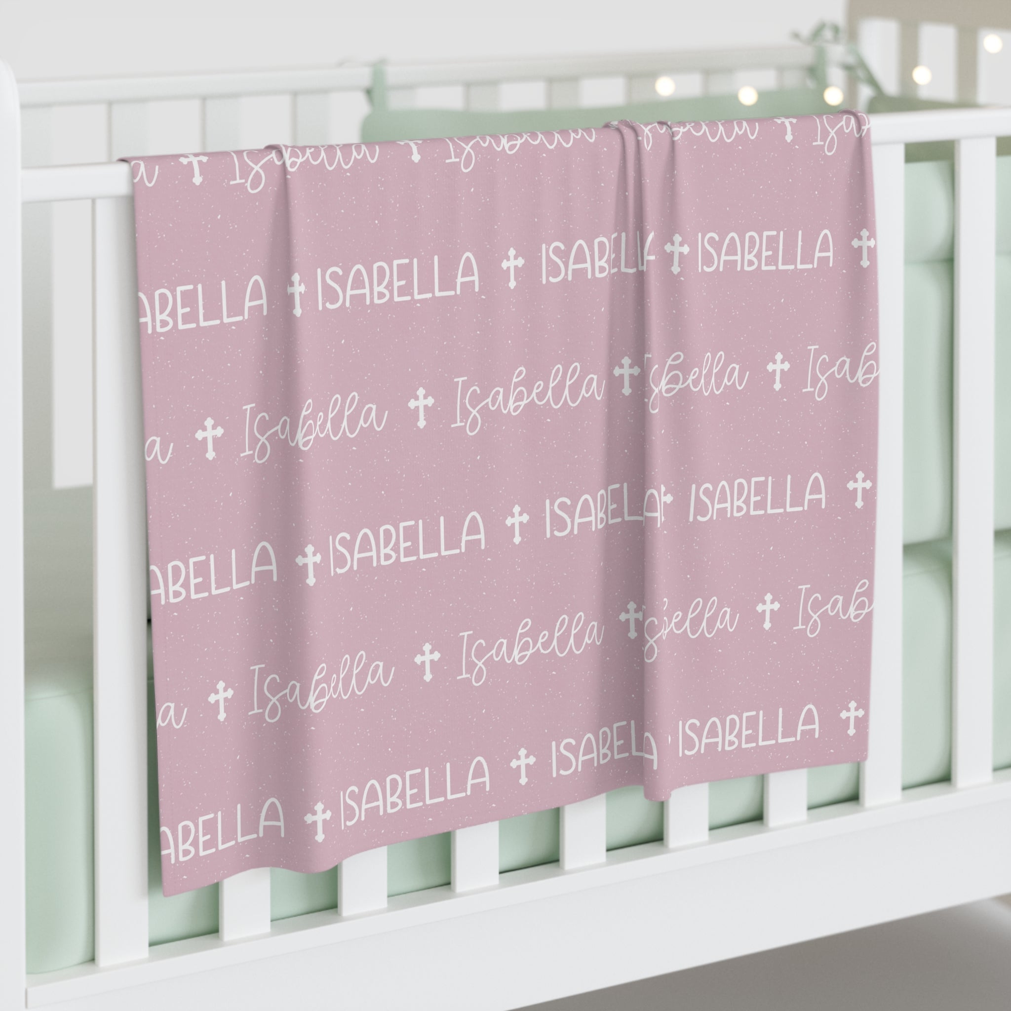 Personalized Pink Baby Name Swaddle Blanket - Two & Gathered