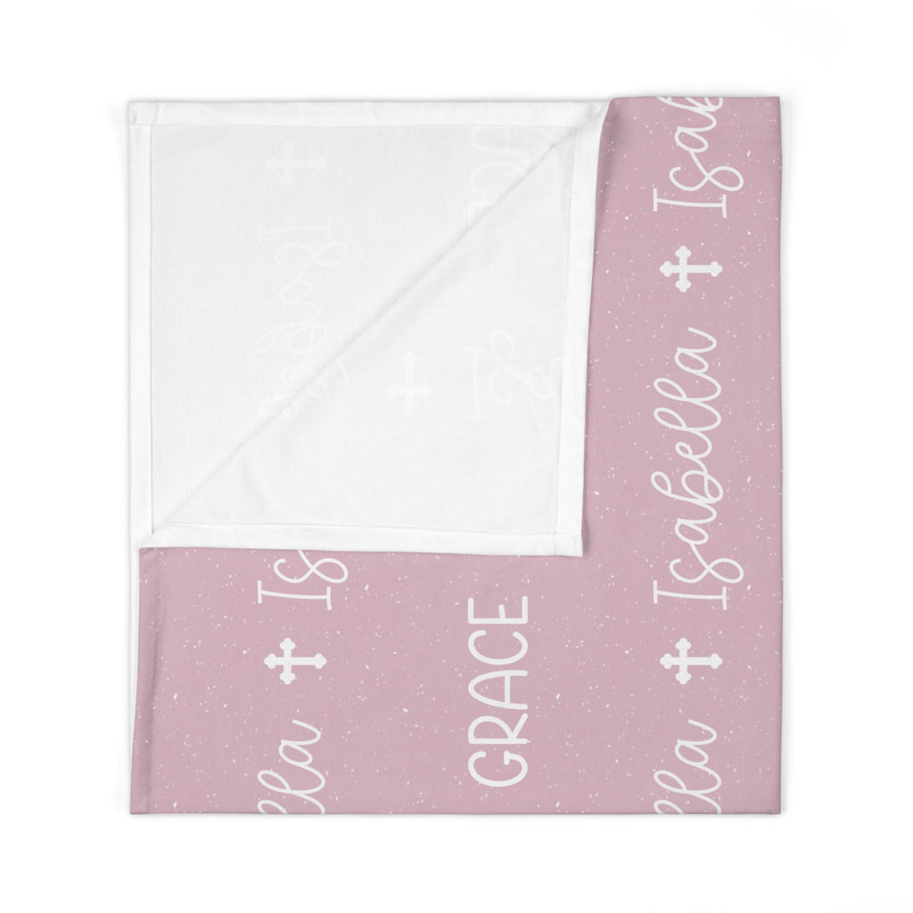 Personalized Pink Baby Name Swaddle Blanket - Two & Gathered